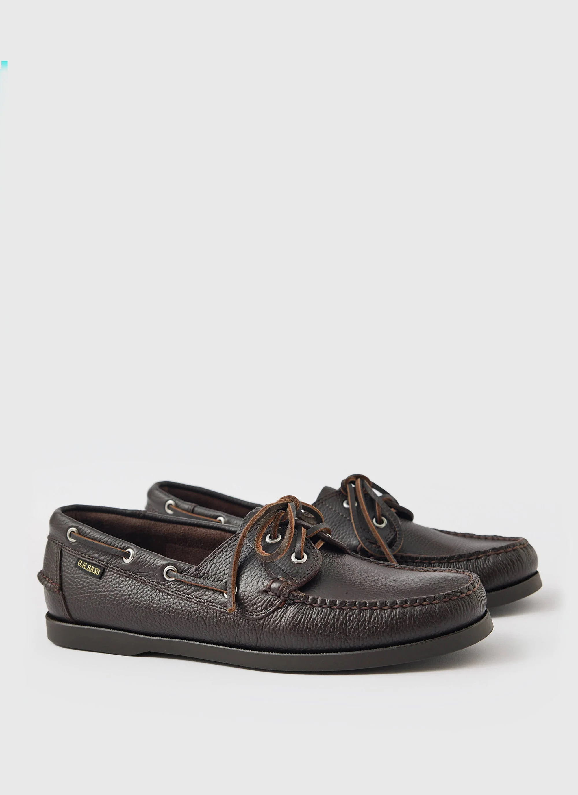 G.H.Bass | Jetty II Boater 2 Eye | Dark Brown Textured Leather
