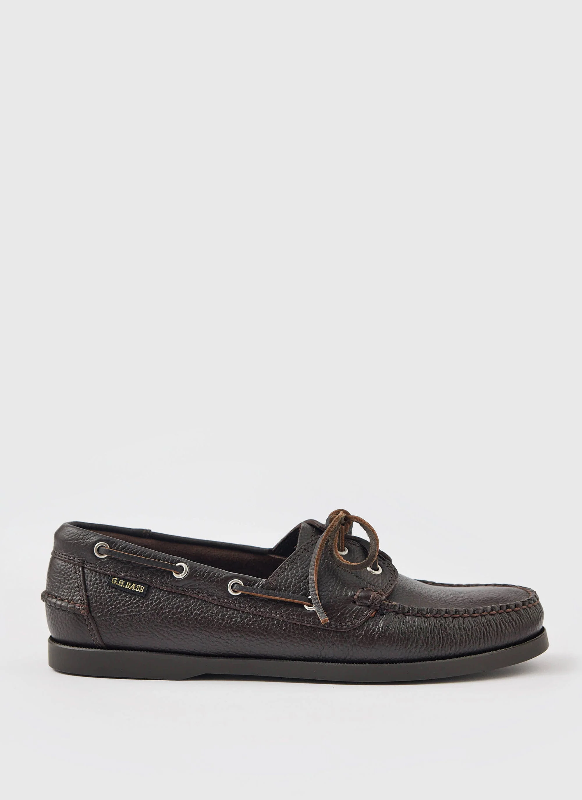 G.H.Bass | Jetty II Boater 2 Eye | Dark Brown Textured Leather - Image 2