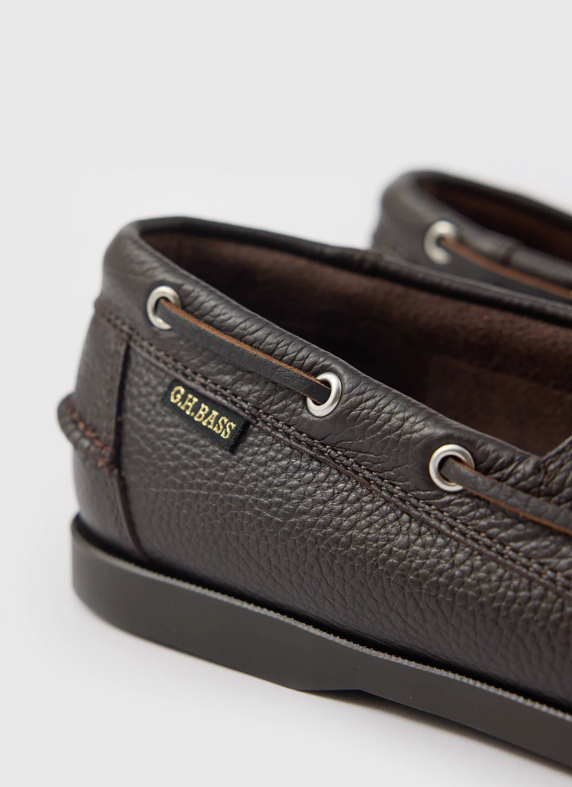 G.H.Bass | Jetty II Boater 2 Eye | Dark Brown Textured Leather - Image 4