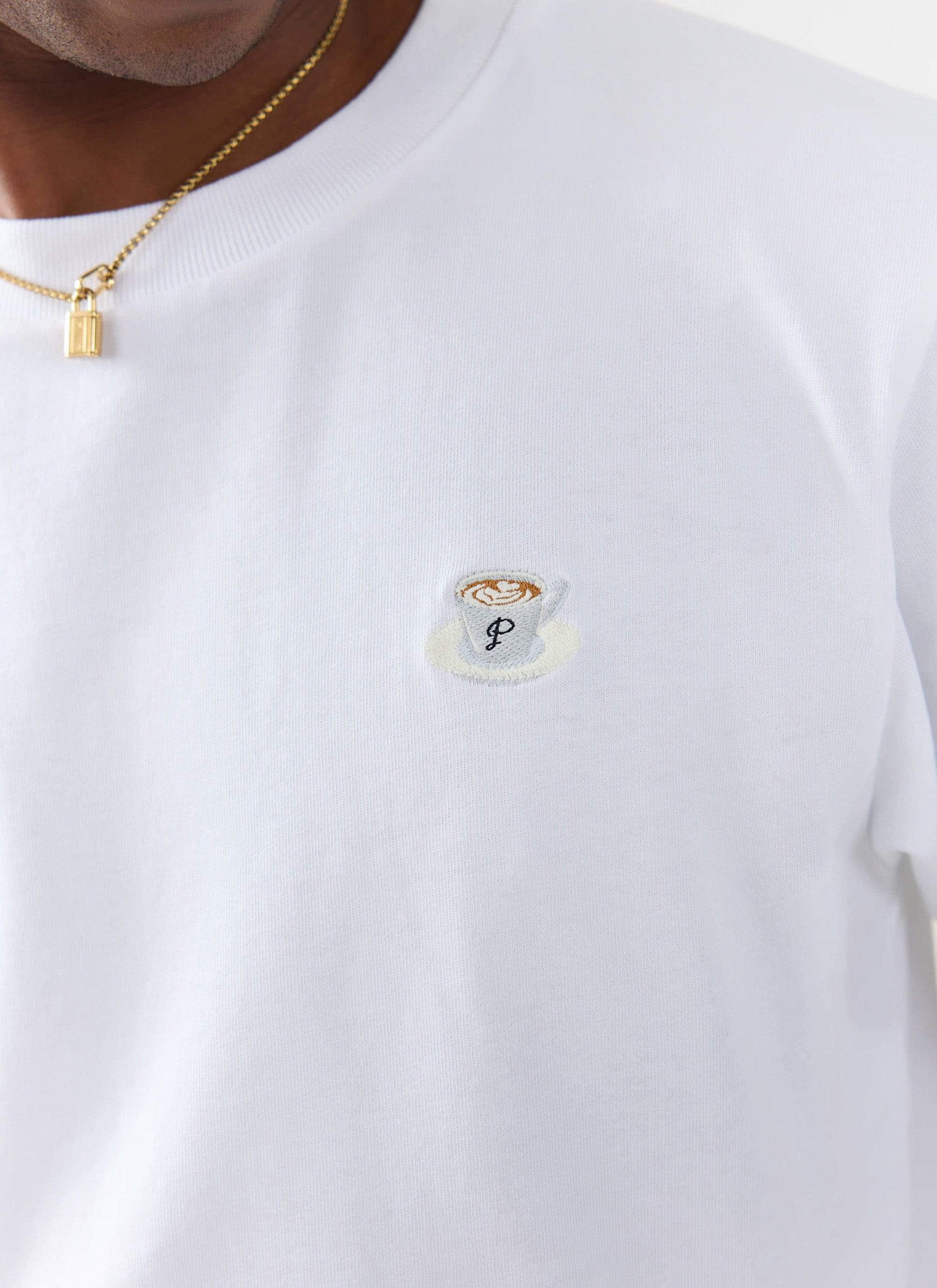Flat White Embroidered T Shirt | Organic Cotton | White