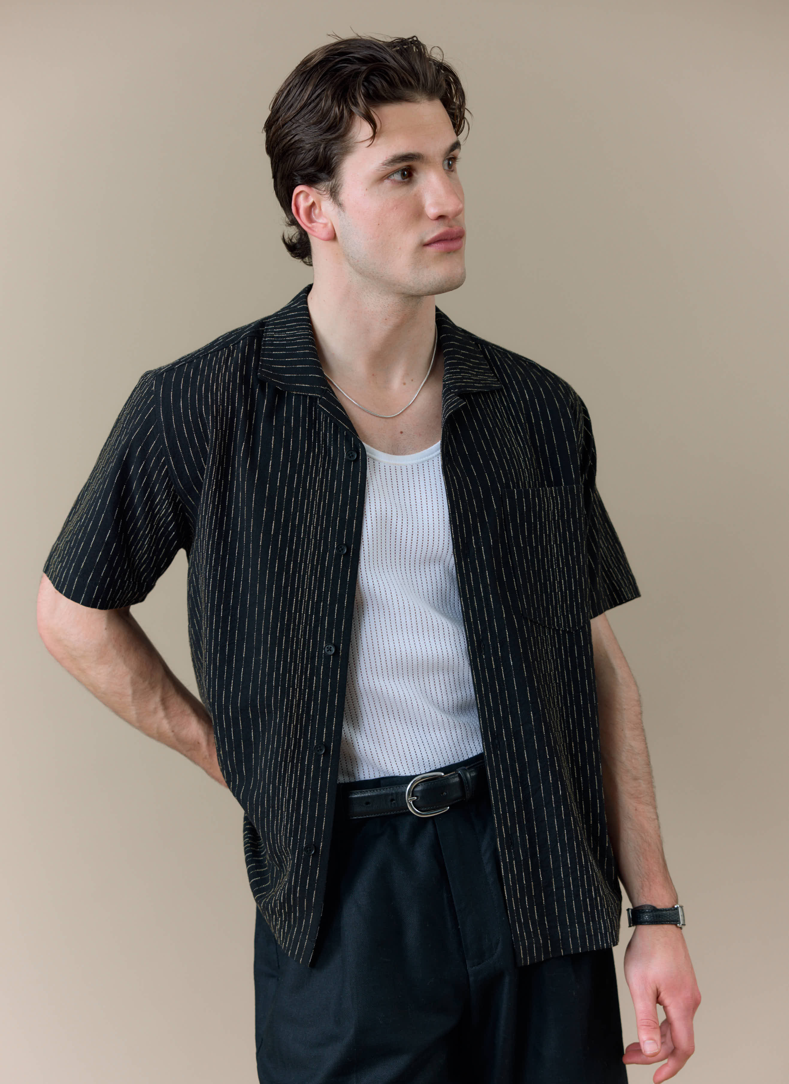 Leland Cuban Shirt | Cotton | Black