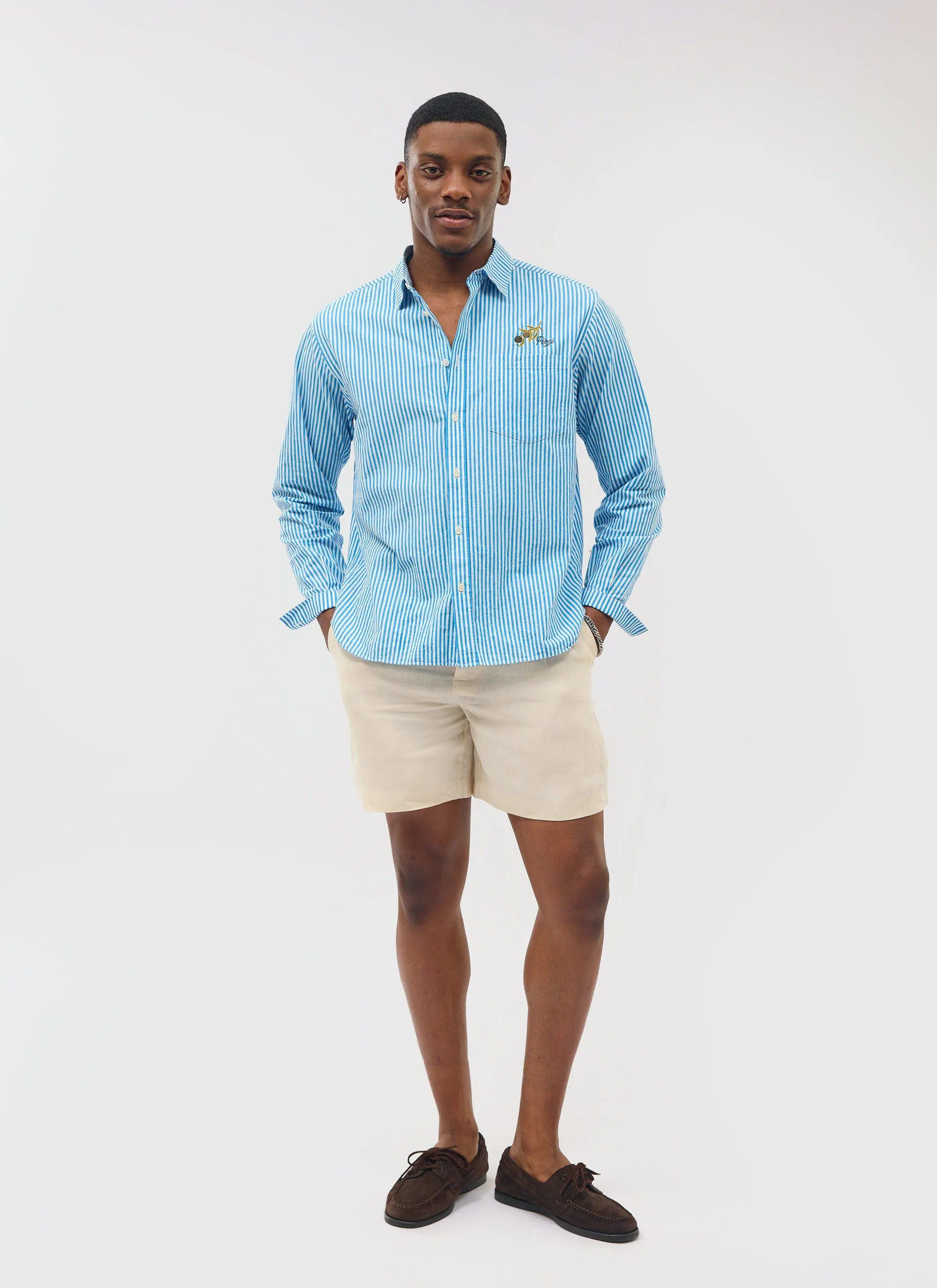 Pleated Linen Shorts | Cream - Image 4