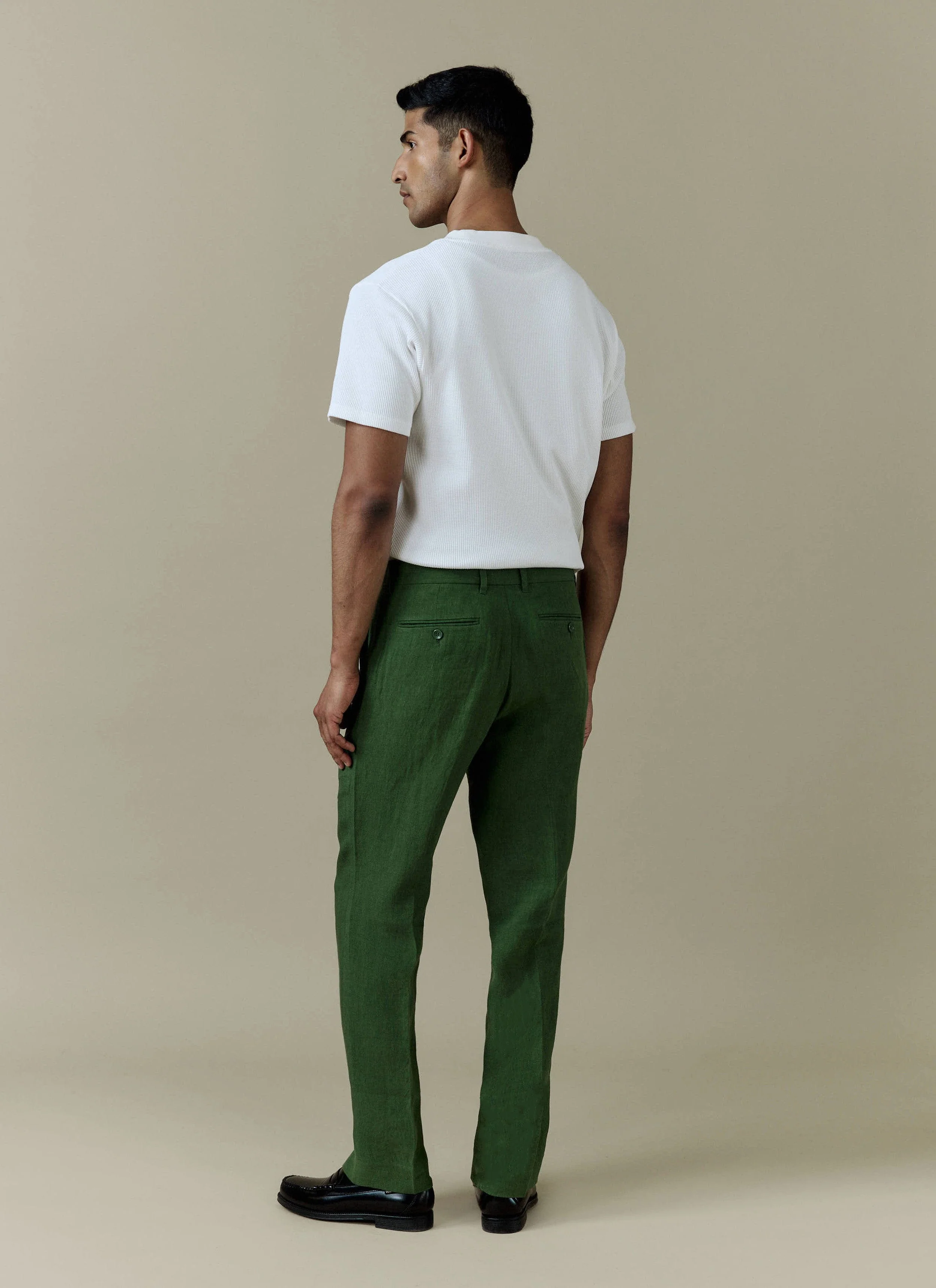 Tailored Linen Trousers | Forest - Image 3