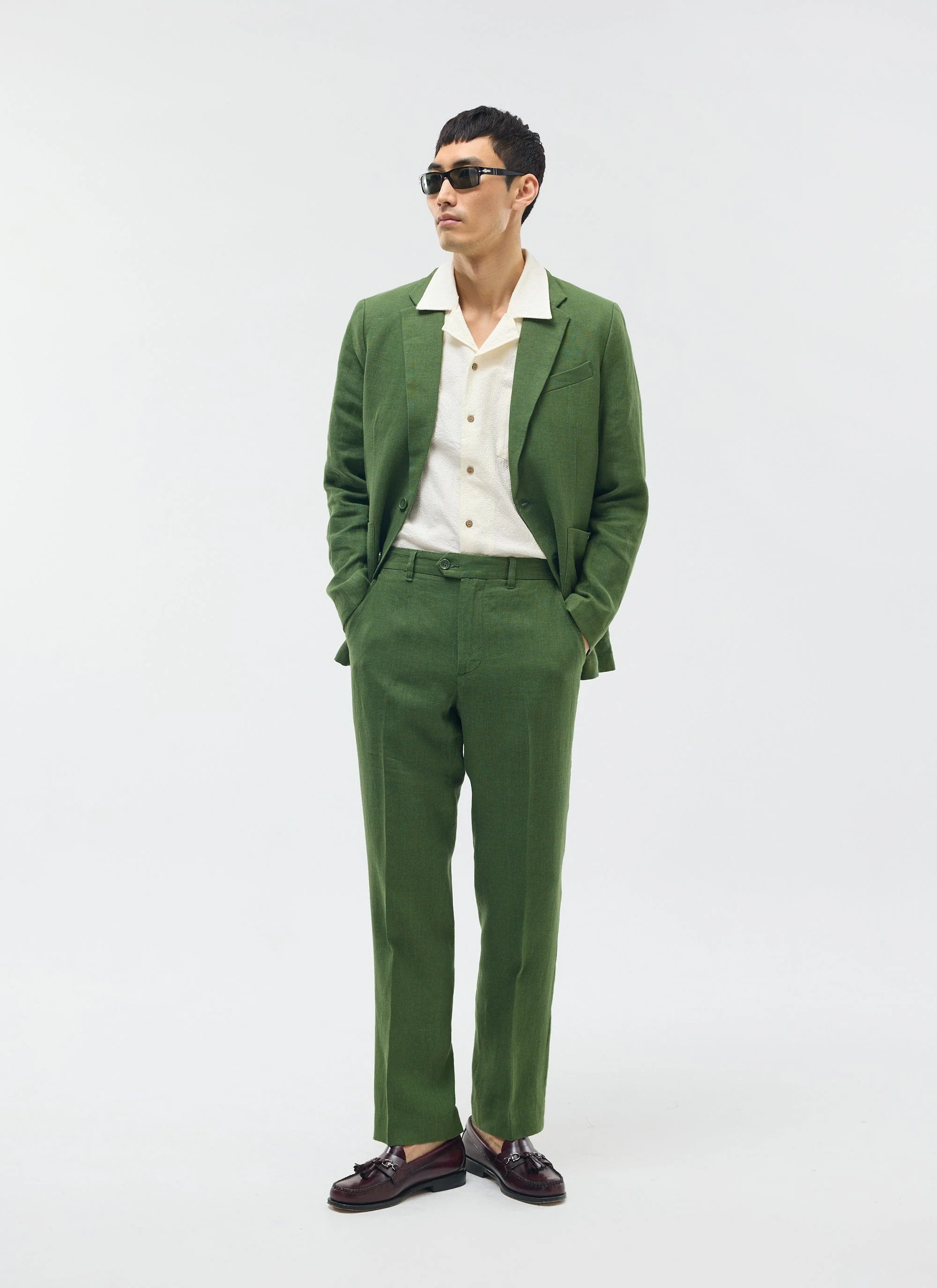 Tailored Linen Trousers | Forest - Image 6