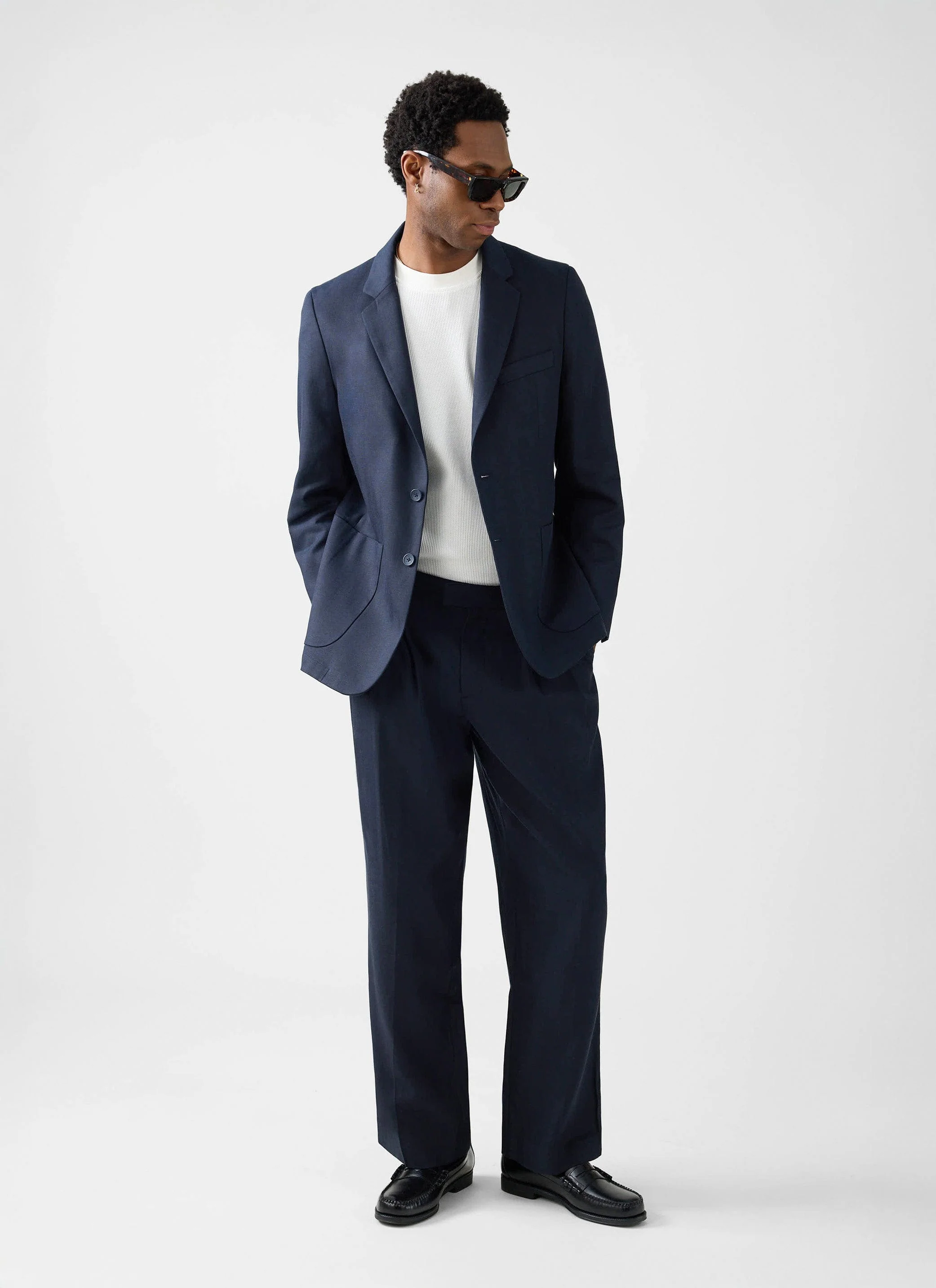 Lyocell Regular Blazer | Navy - Image 5