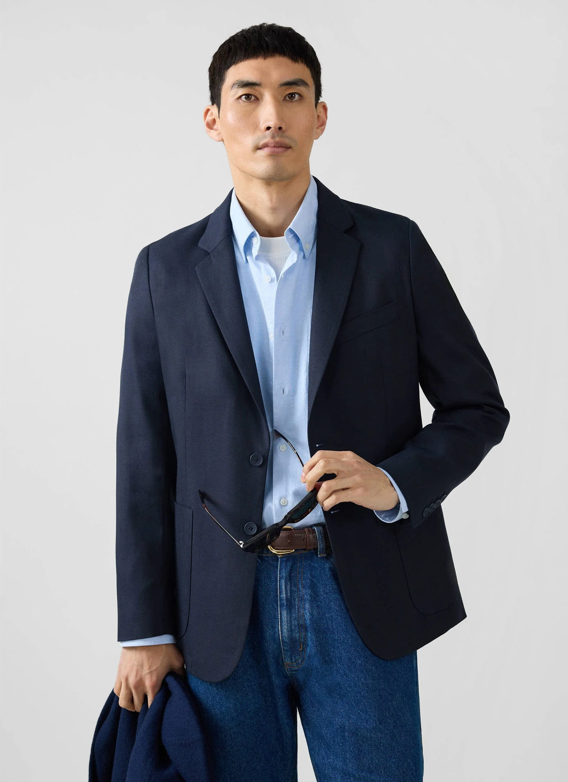 Lyocell Regular Blazer | Navy - Image 7