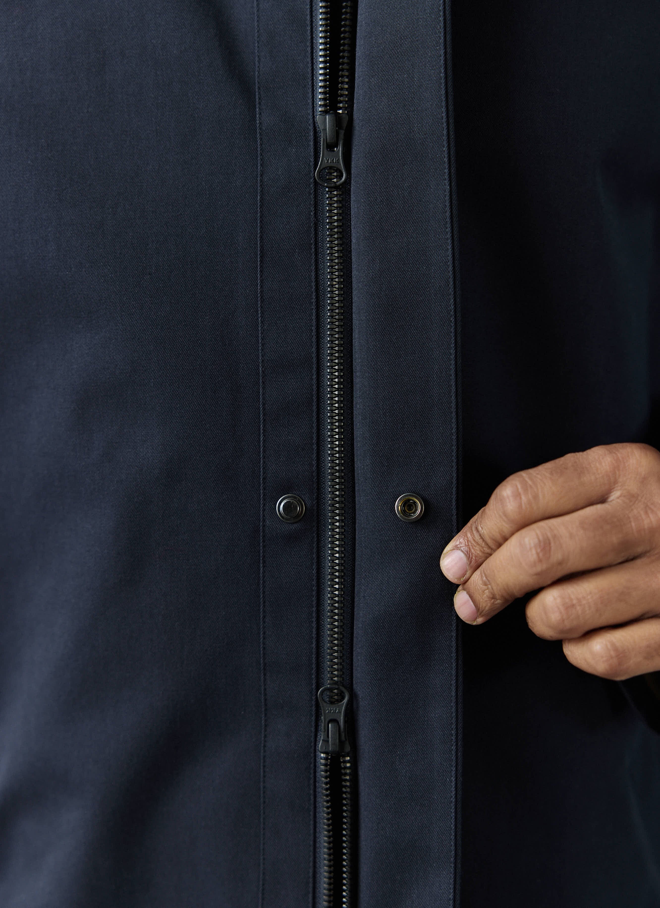 Men's Navy Greyson Long Trench Coat | Waterproof | Midnight with Olive - Image 5