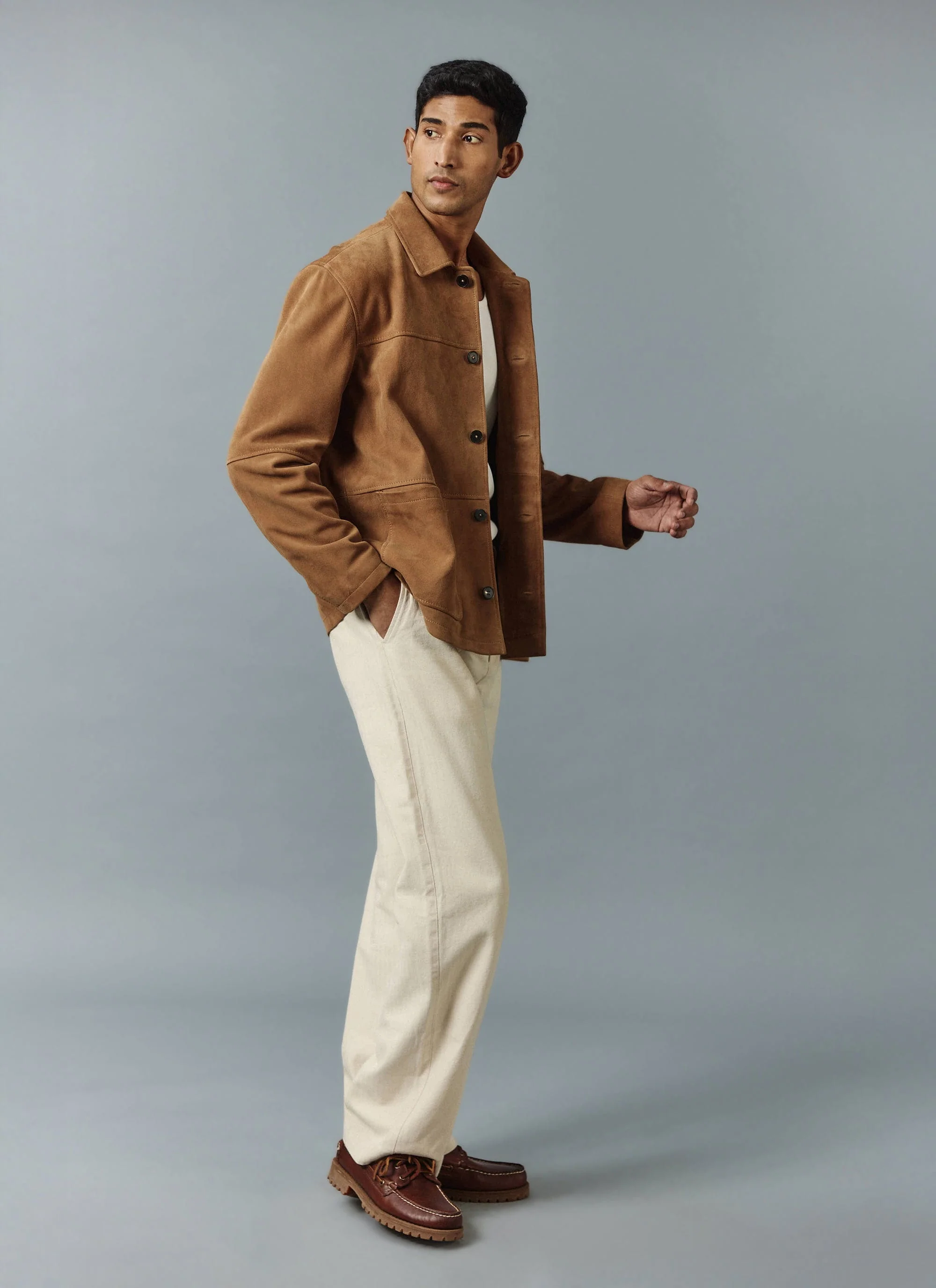 Afterward Suede Chore Jacket | Tan - Image 2