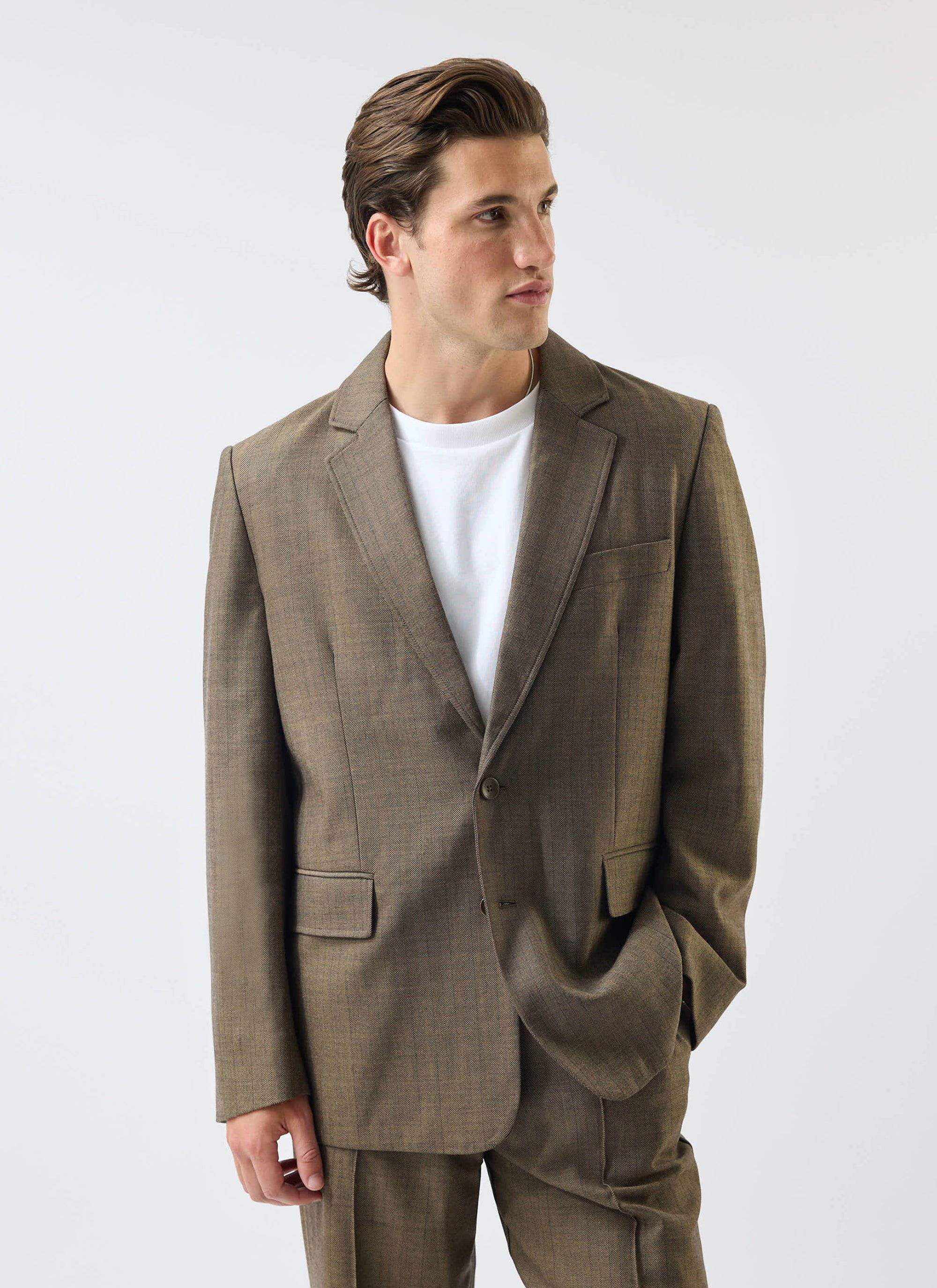Grounds Tailored Blazer | Herringbone Wool | Oak - Image 7