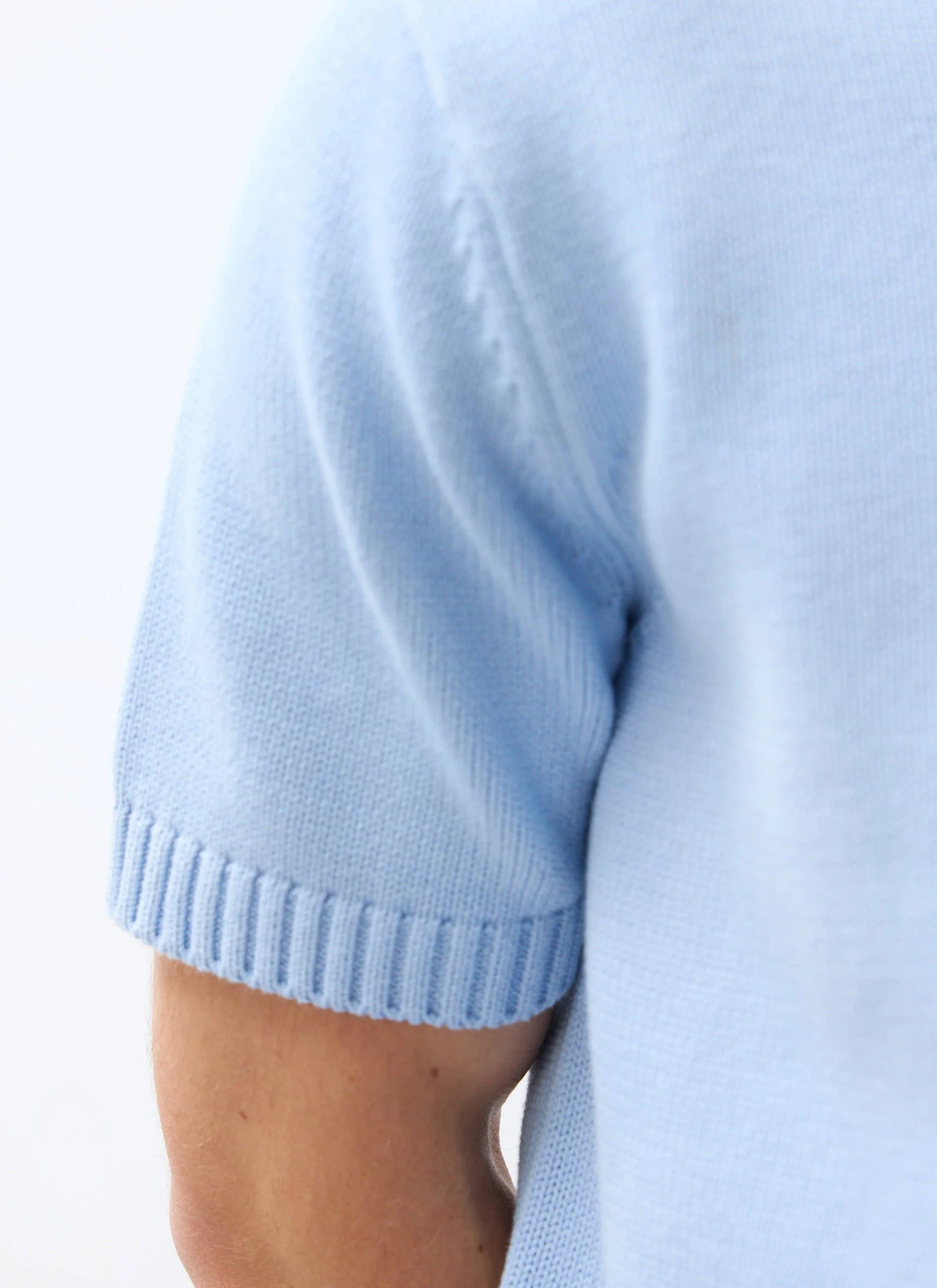 Verso Short Sleeve Knitted Shirt | Cotton | Heather Blue - Image 6