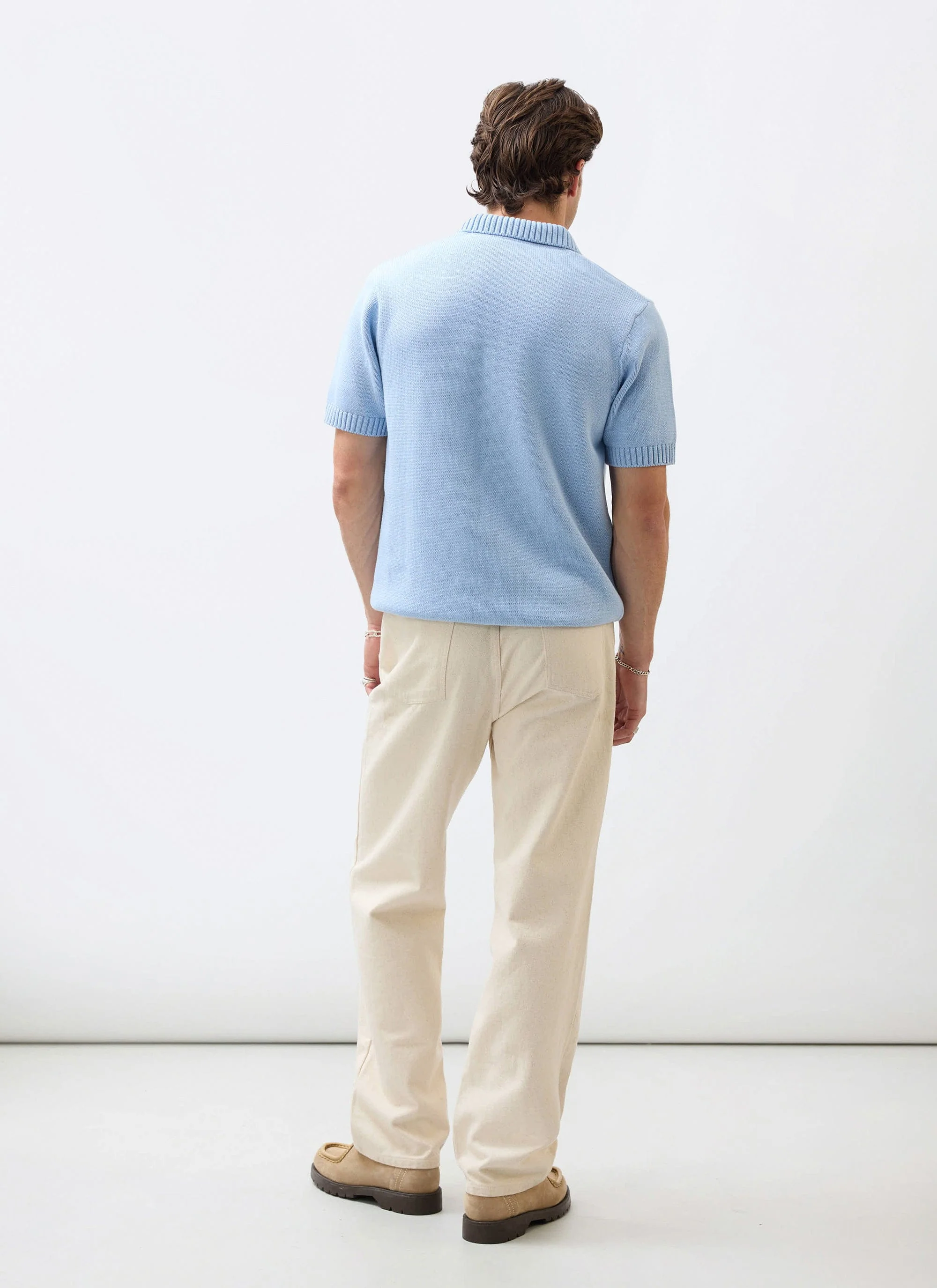 Verso Short Sleeve Knitted Shirt | Cotton | Heather Blue - Image 9