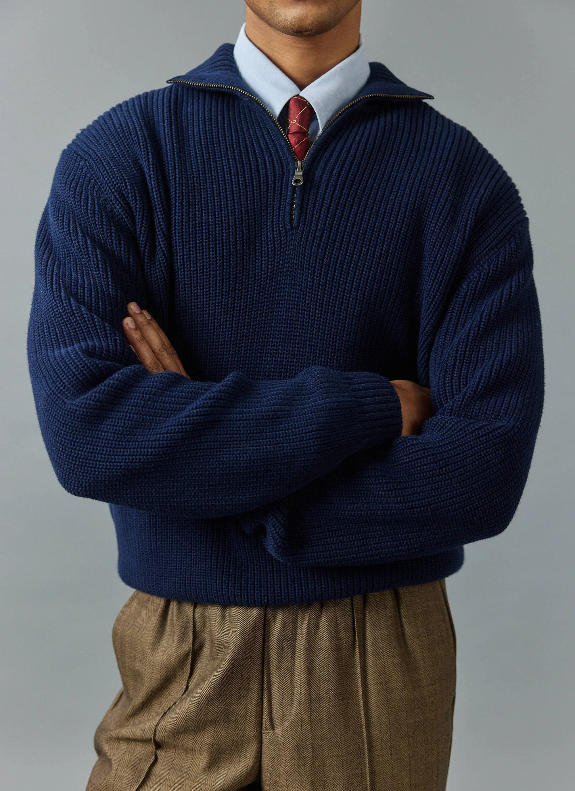 Meyer Quarter Zip Fisherman | Cotton | Blue