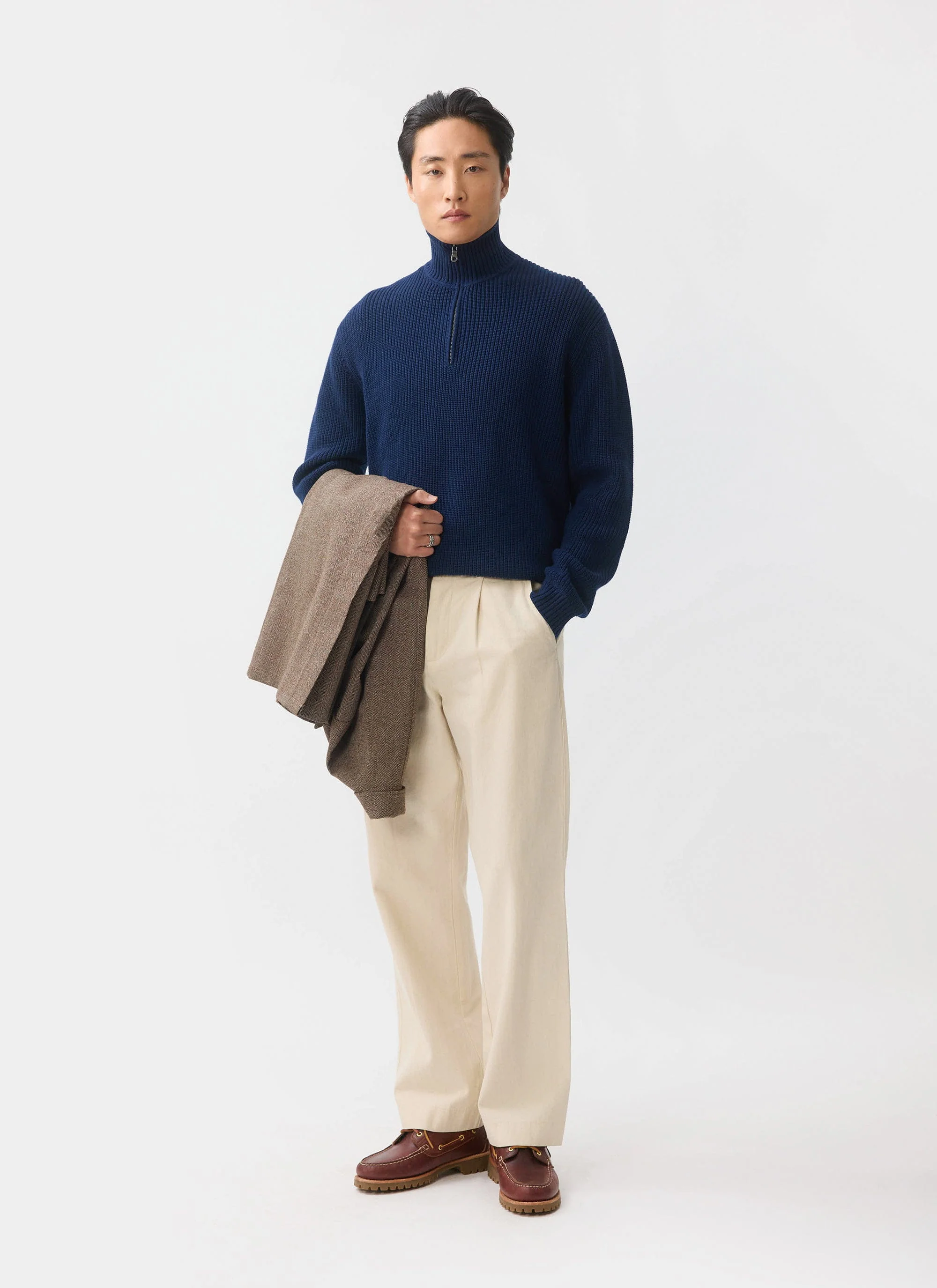 Meyer Quarter Zip Fisherman | Cotton | Blue - Image 2