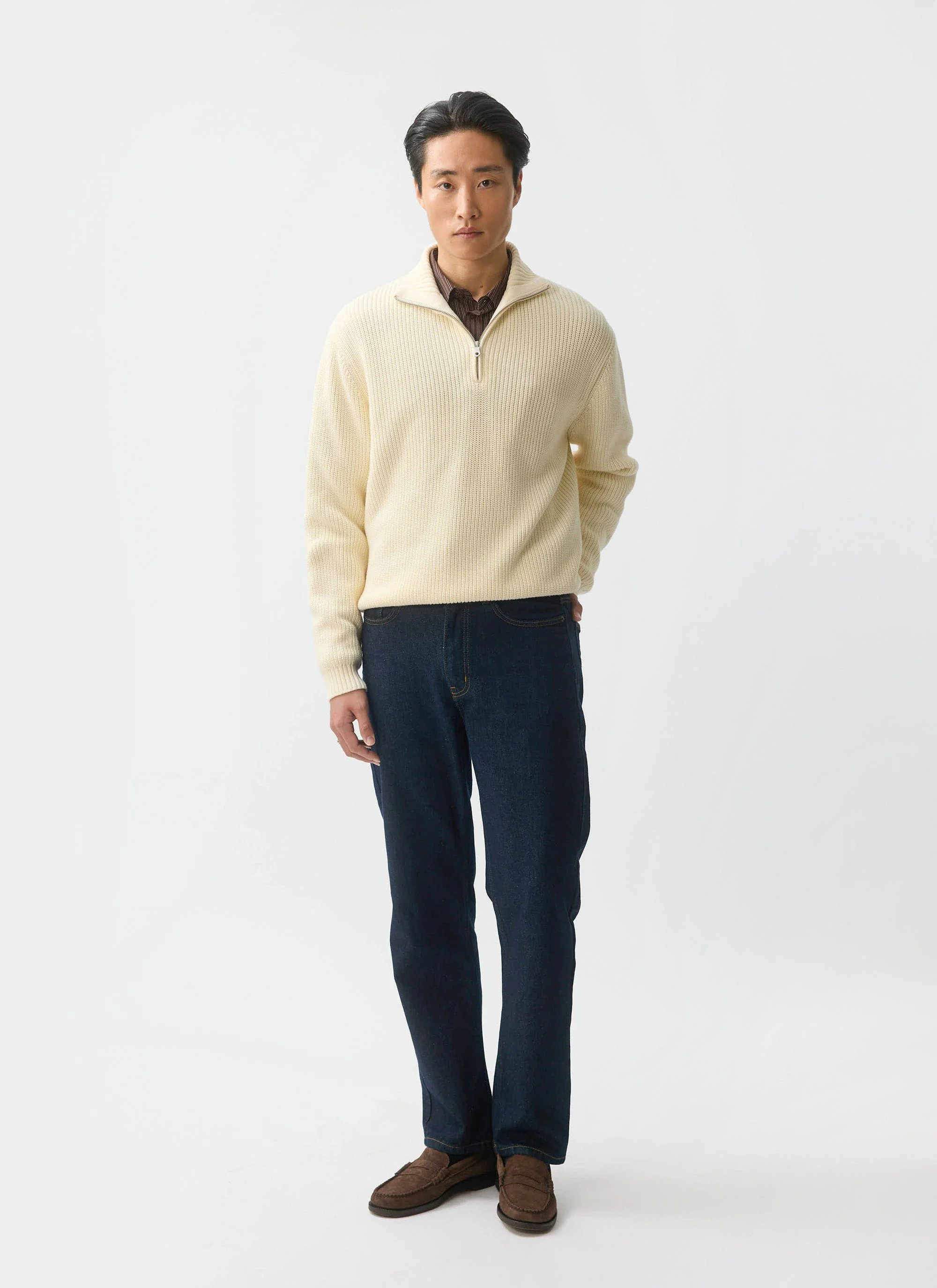 Meyer Quarter Zip Fisherman | Cotton | Cream - Image 3