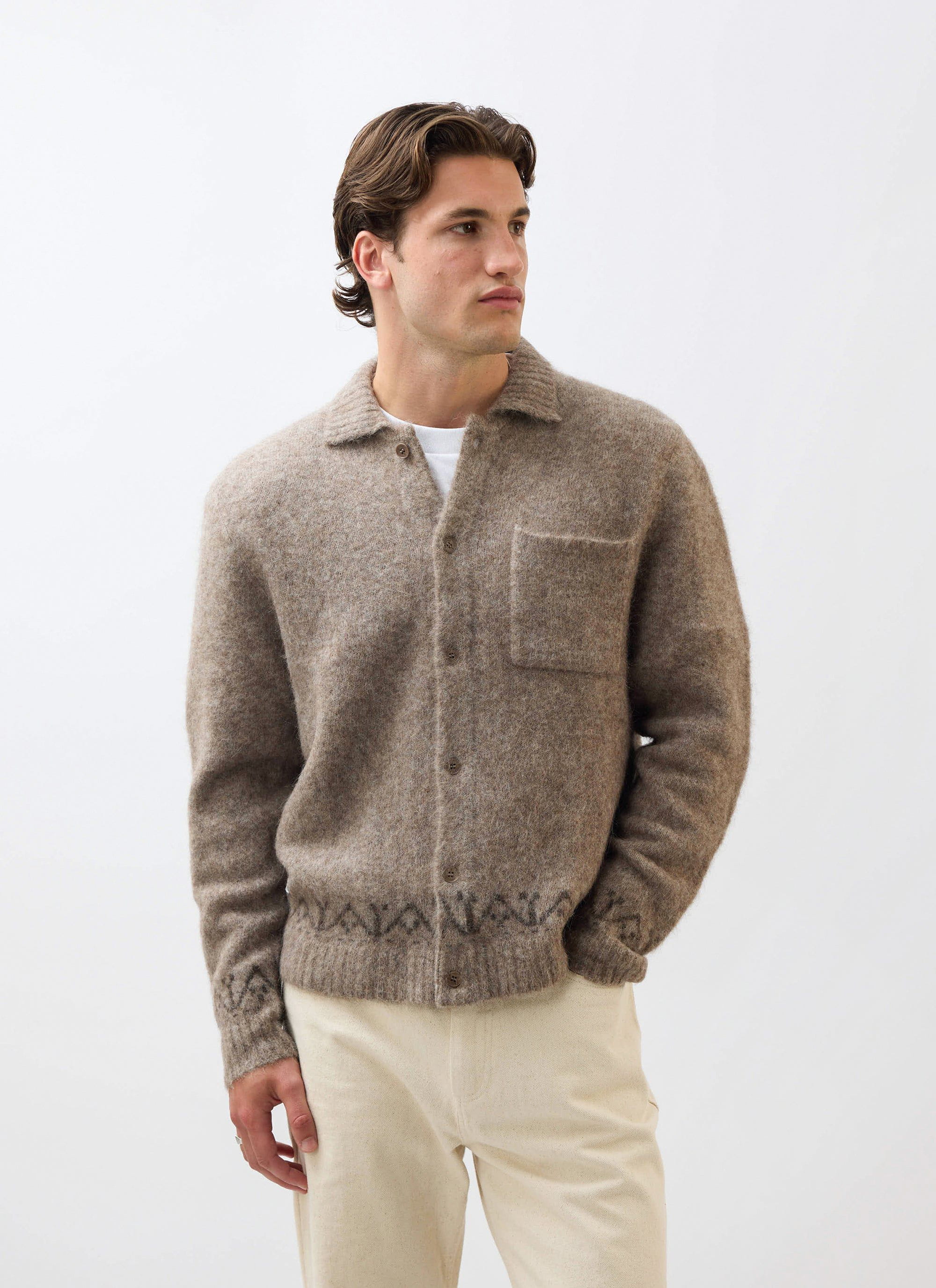 Novel Collared Cardigan | Wool | Oak - Image 3