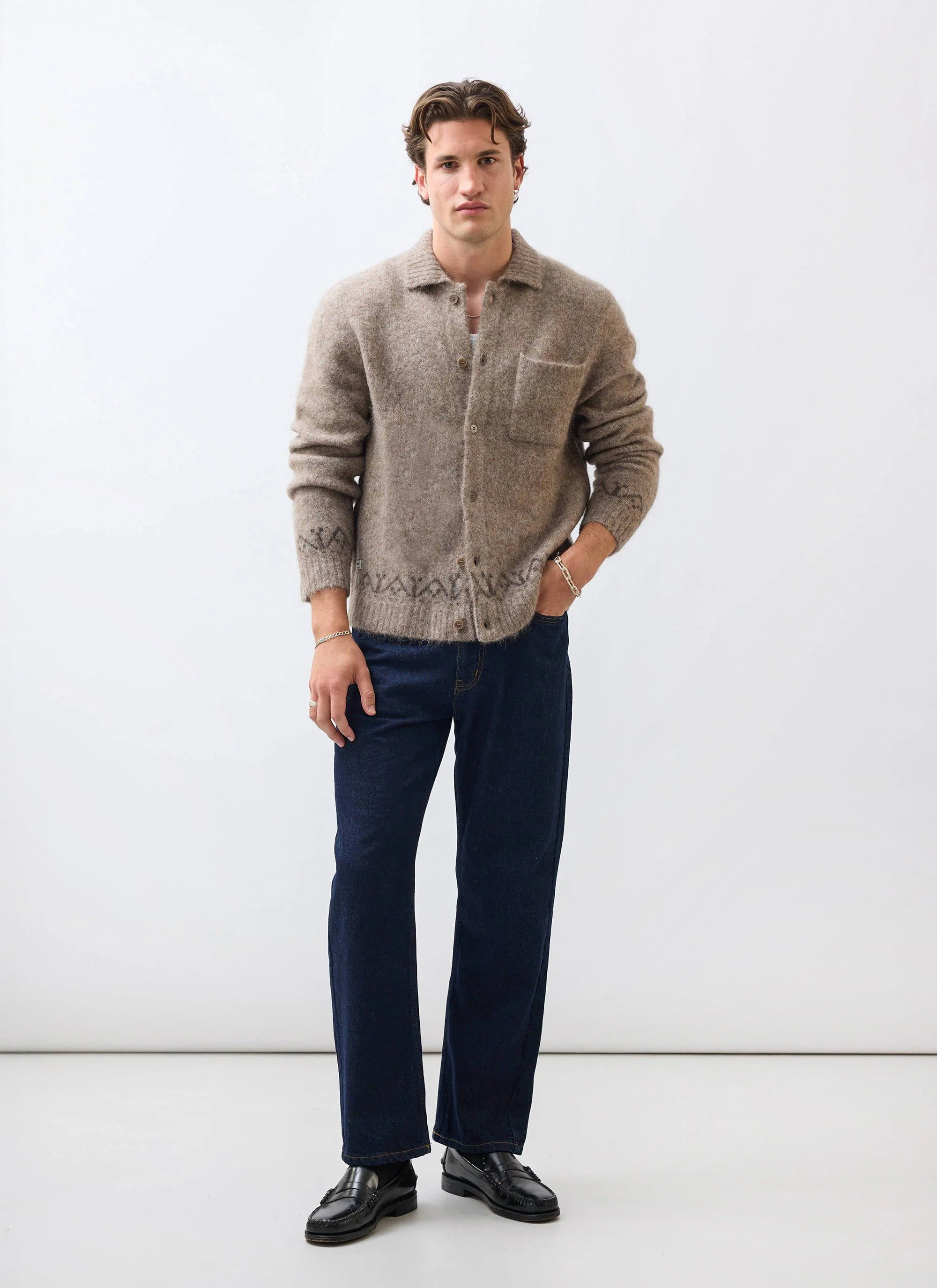 Novel Collared Cardigan | Wool | Oak - Image 5