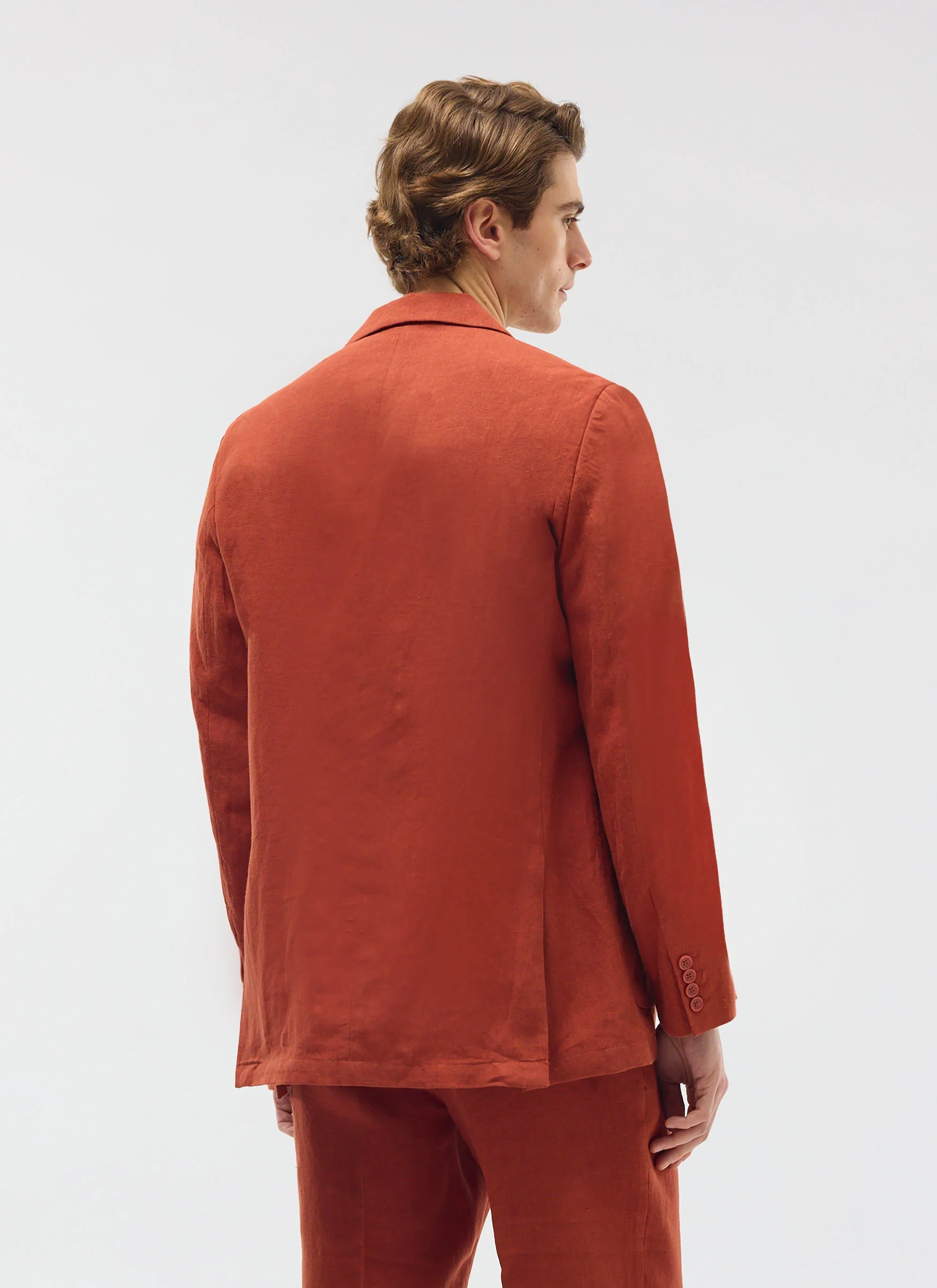 Relaxed Tailored Linen Blazer | Rust - Image 7