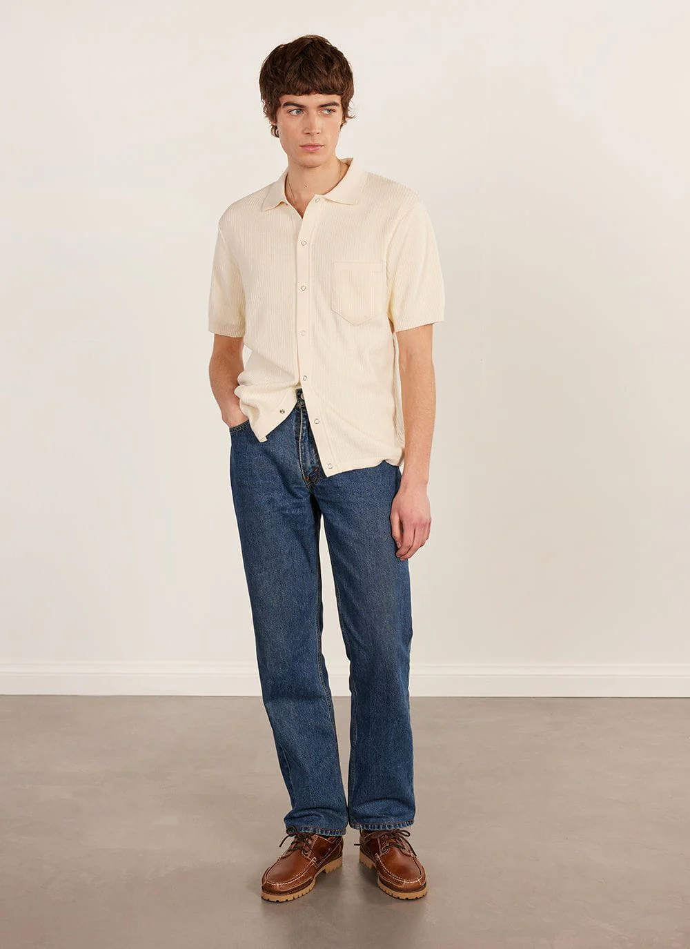 Pablo Cuban Shirt | Knitted Cotton | Cream - Image 4
