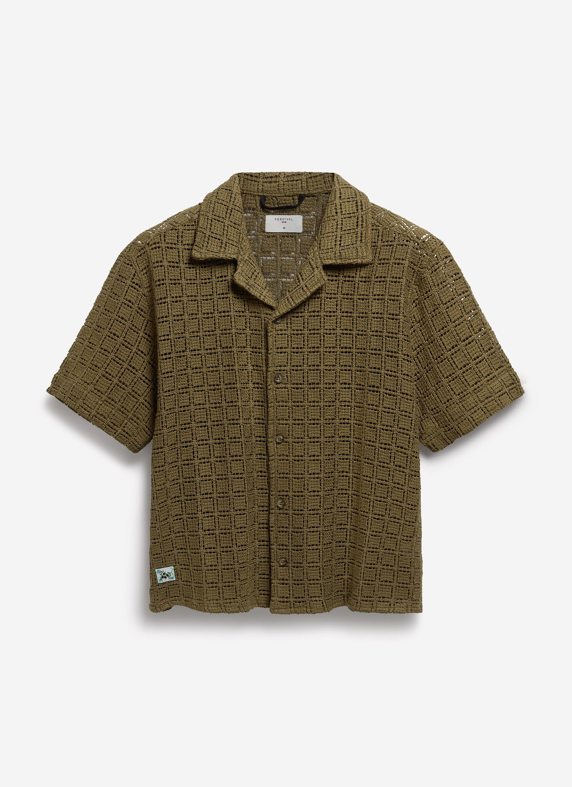 Palermo Crochet Cuban Shirt | Cotton | Olive Green
