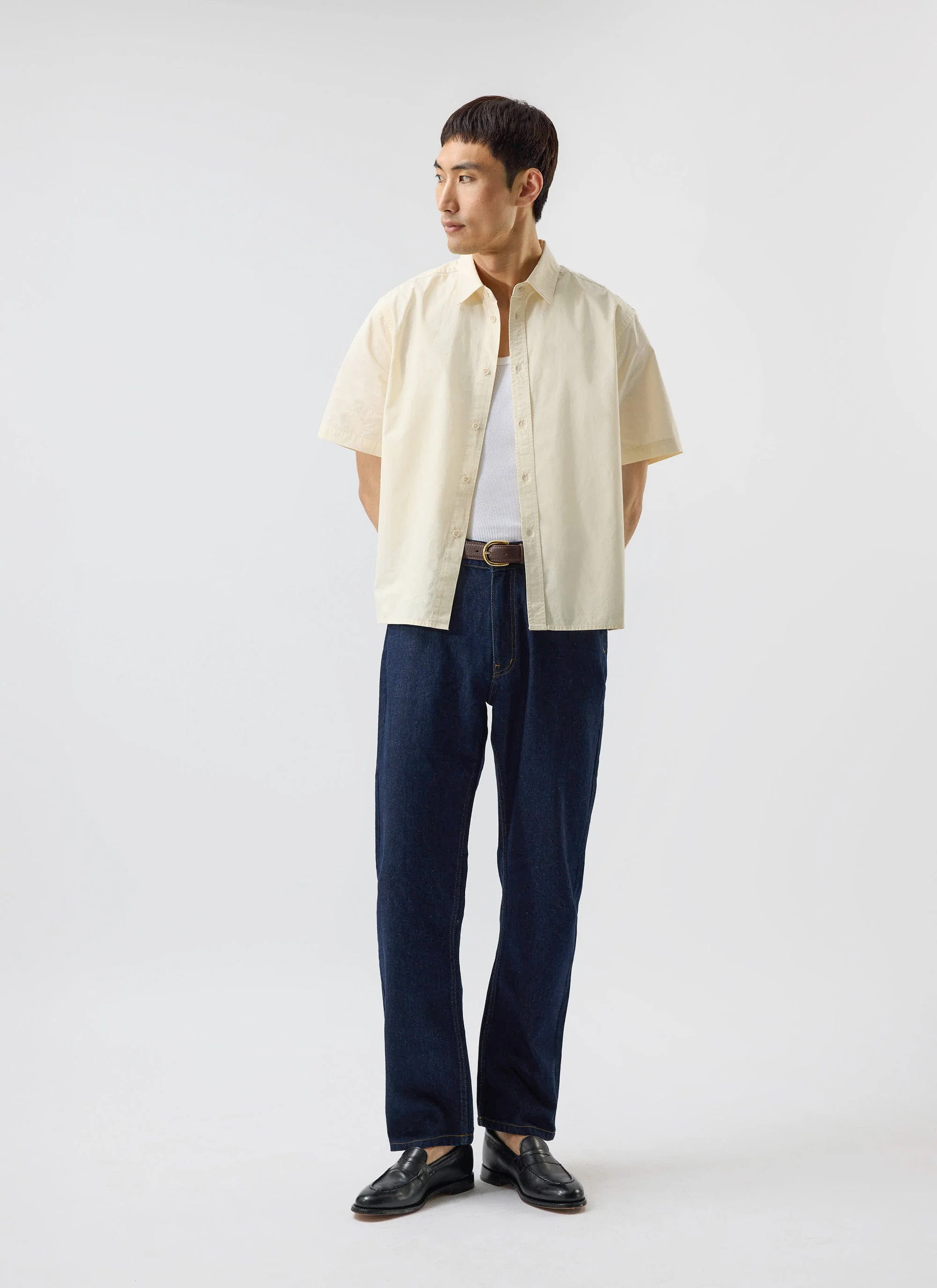 Boxy Cropped Clerk Shirt | Cream - Image 3