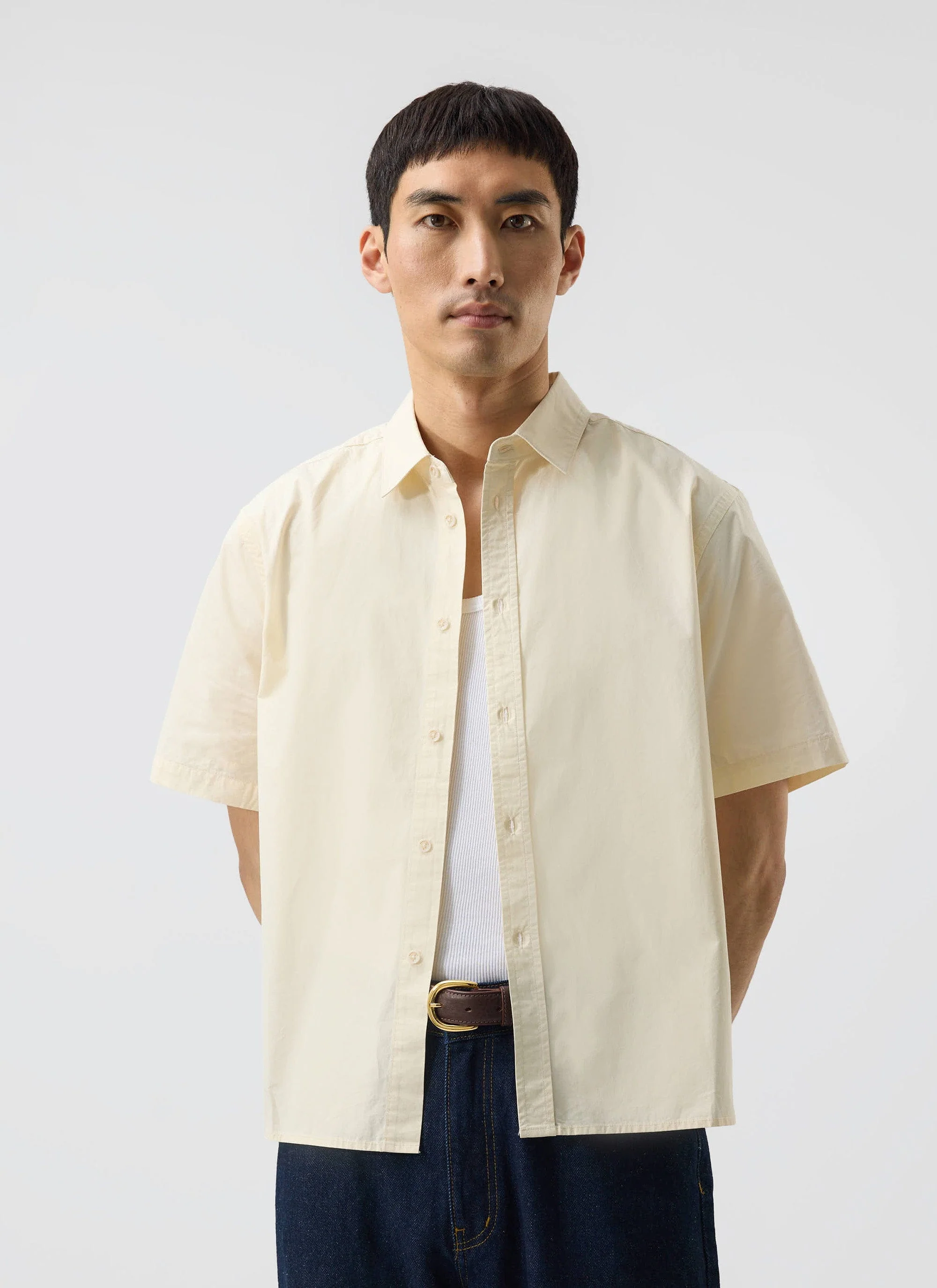 Boxy Cropped Clerk Shirt | Cream - Image 4