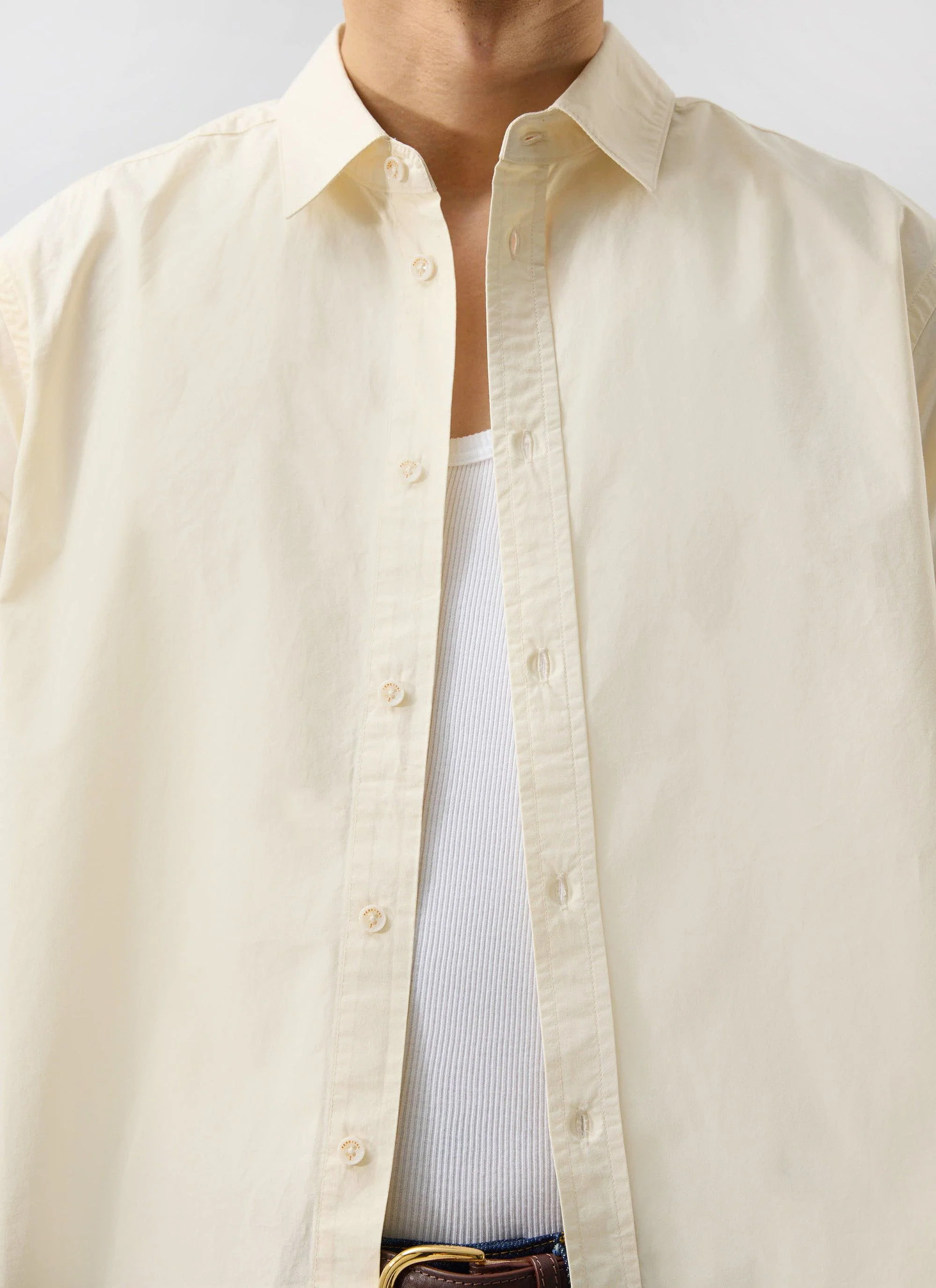Boxy Cropped Clerk Shirt | Cream - Image 5