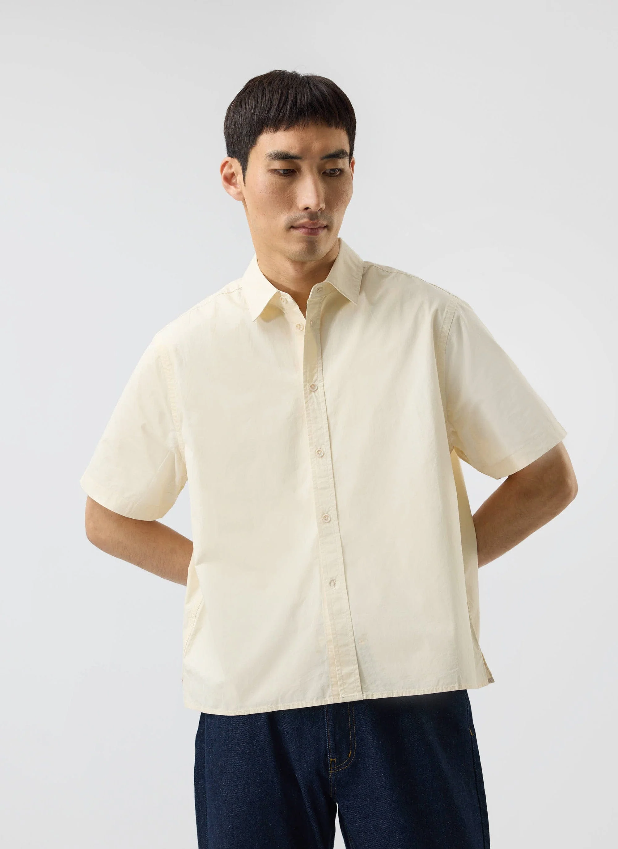 Boxy Cropped Clerk Shirt | Cream - Image 7