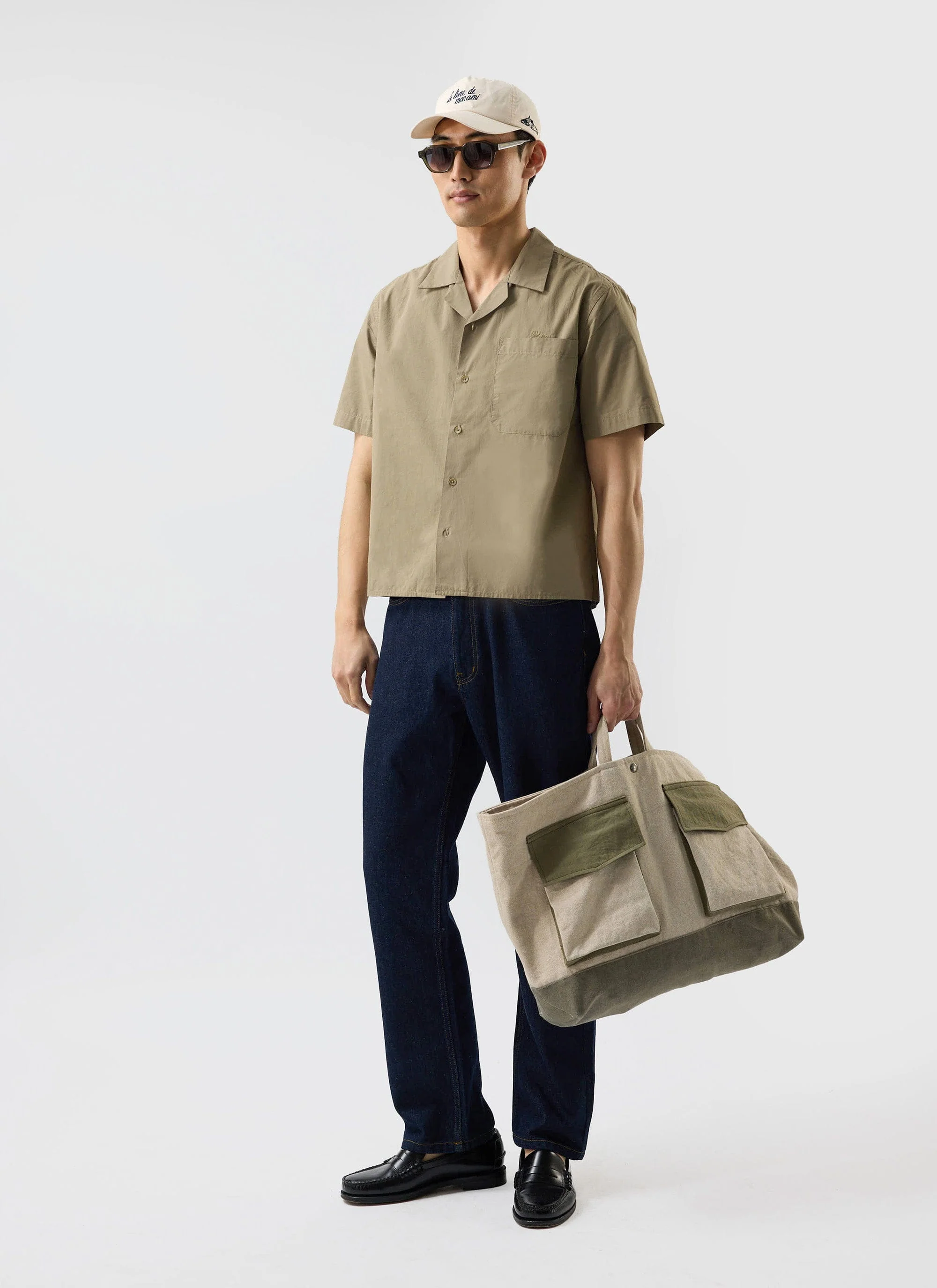 Boxy Cropped Cuban Collar Shirt | Olive - Image 7