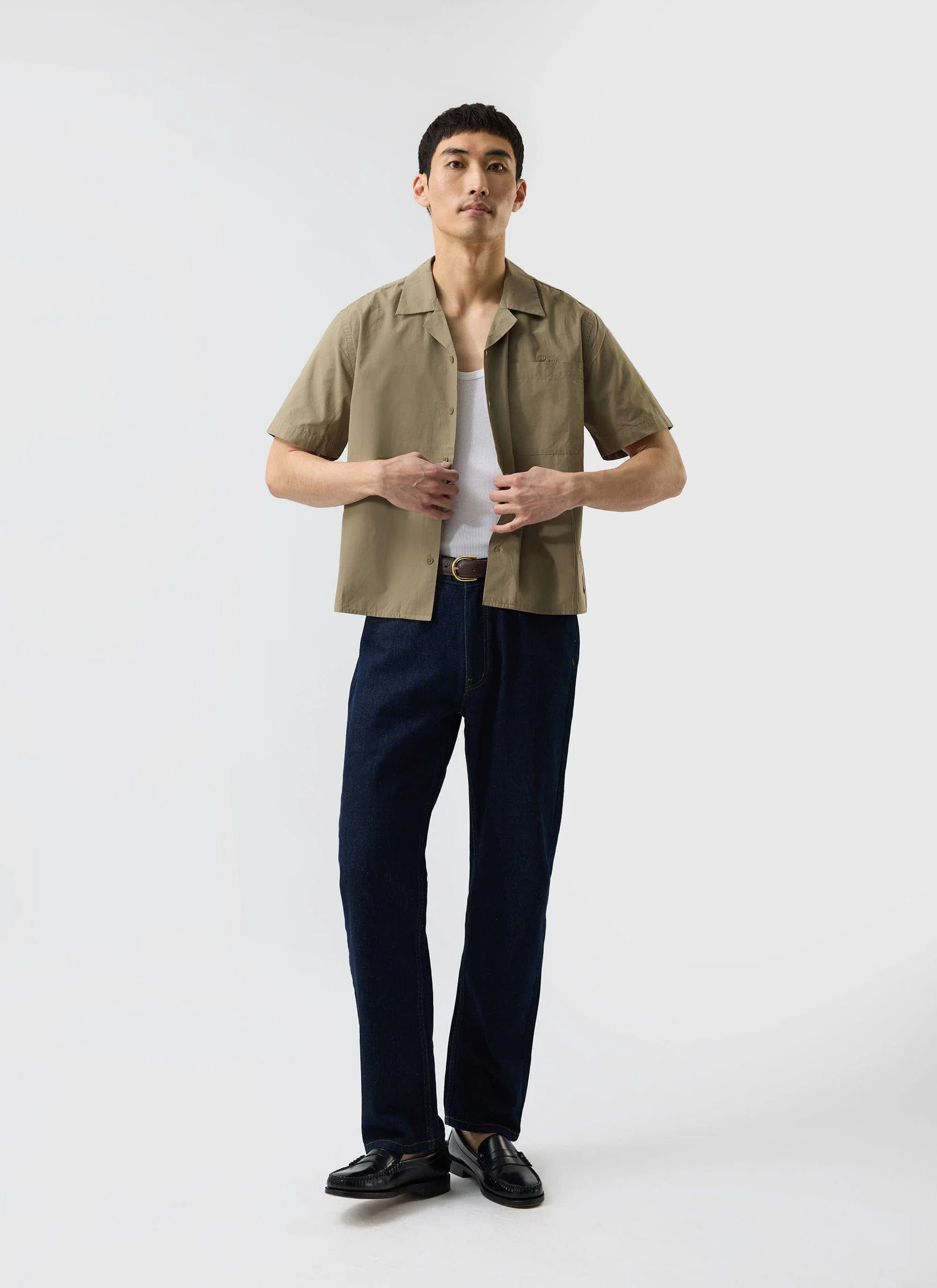 Boxy Cropped Cuban Collar Shirt | Olive - Image 8