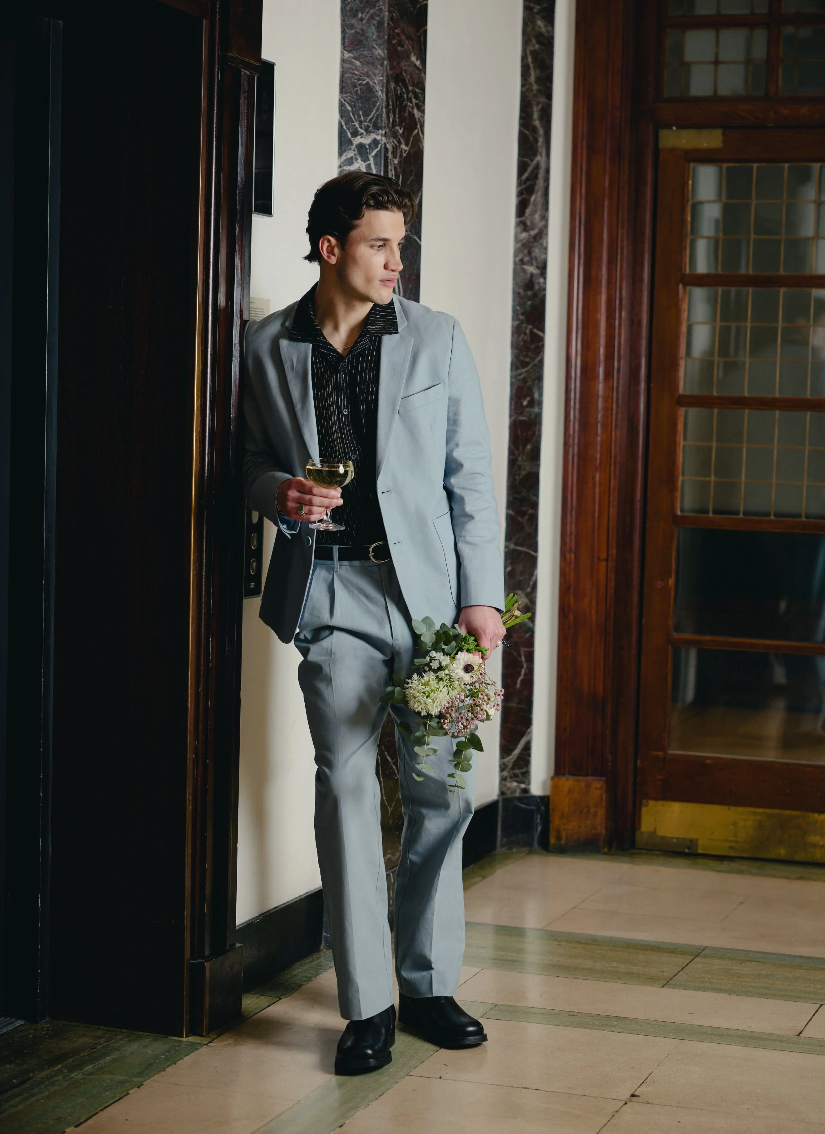 Tailored Linen Blazer | Light Blue - Image 8