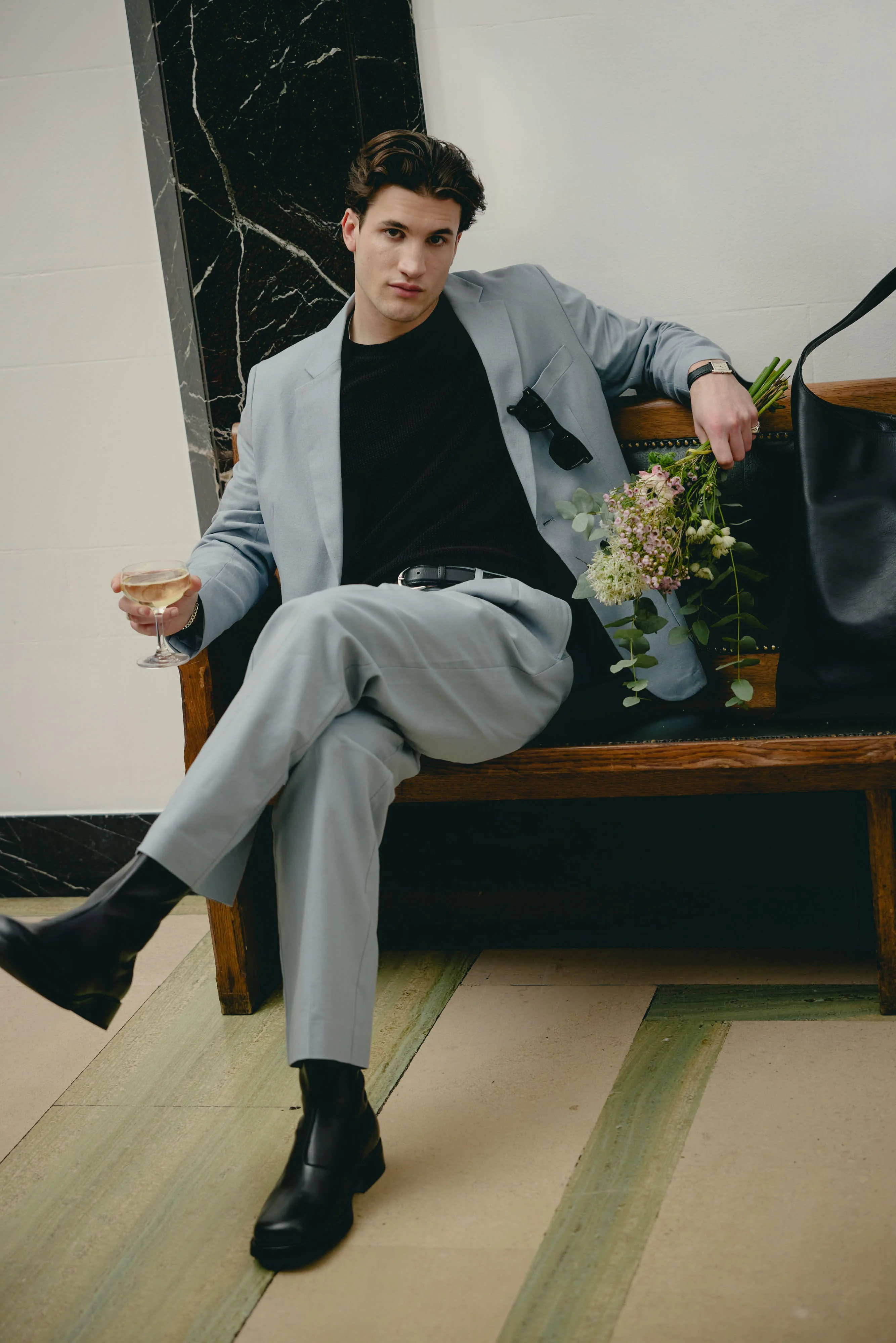 Tailored Linen Blazer | Light Blue - Image 3