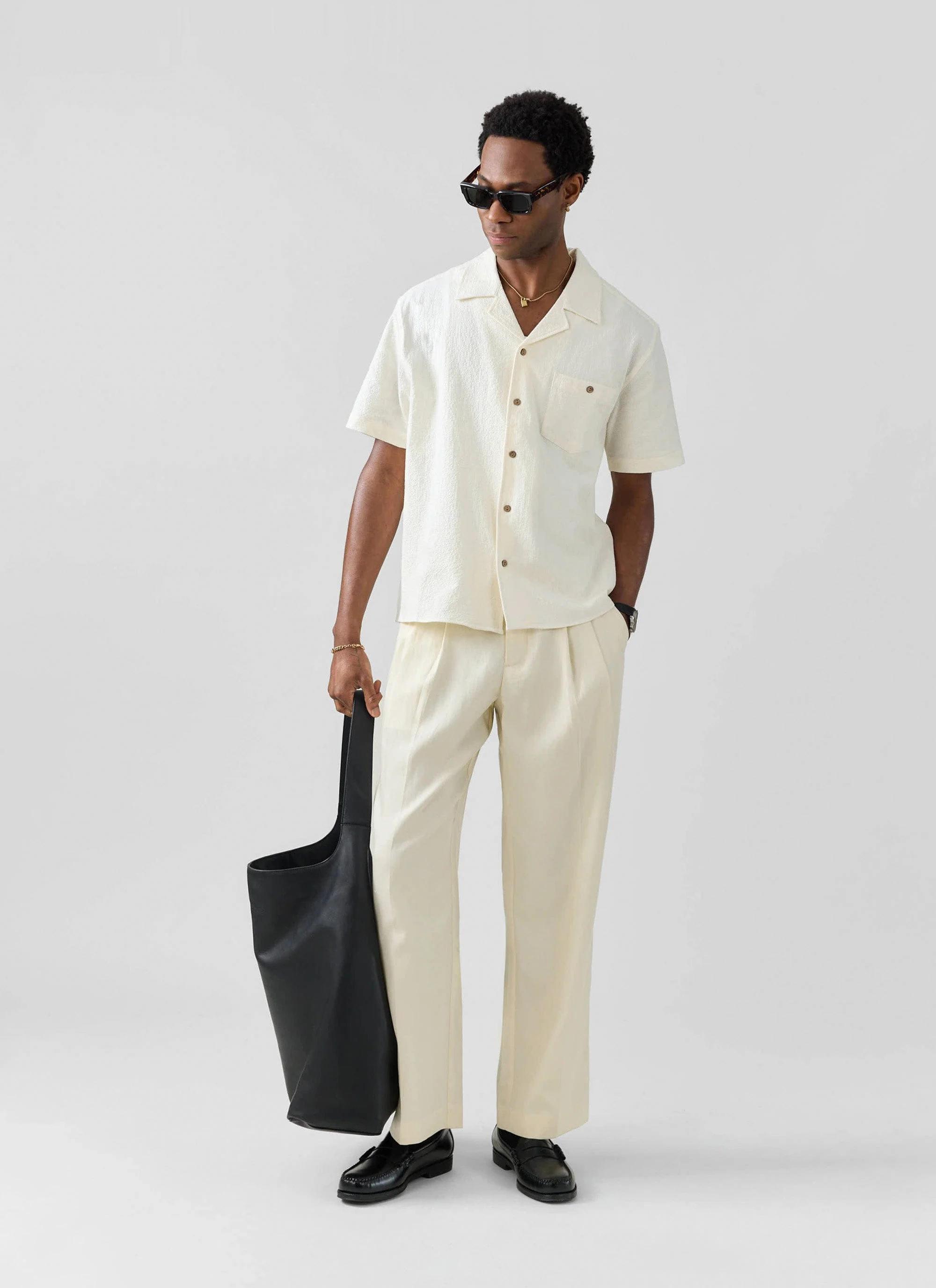 Pleated Tailored Trousers | Lyocell | Cream - Image 6