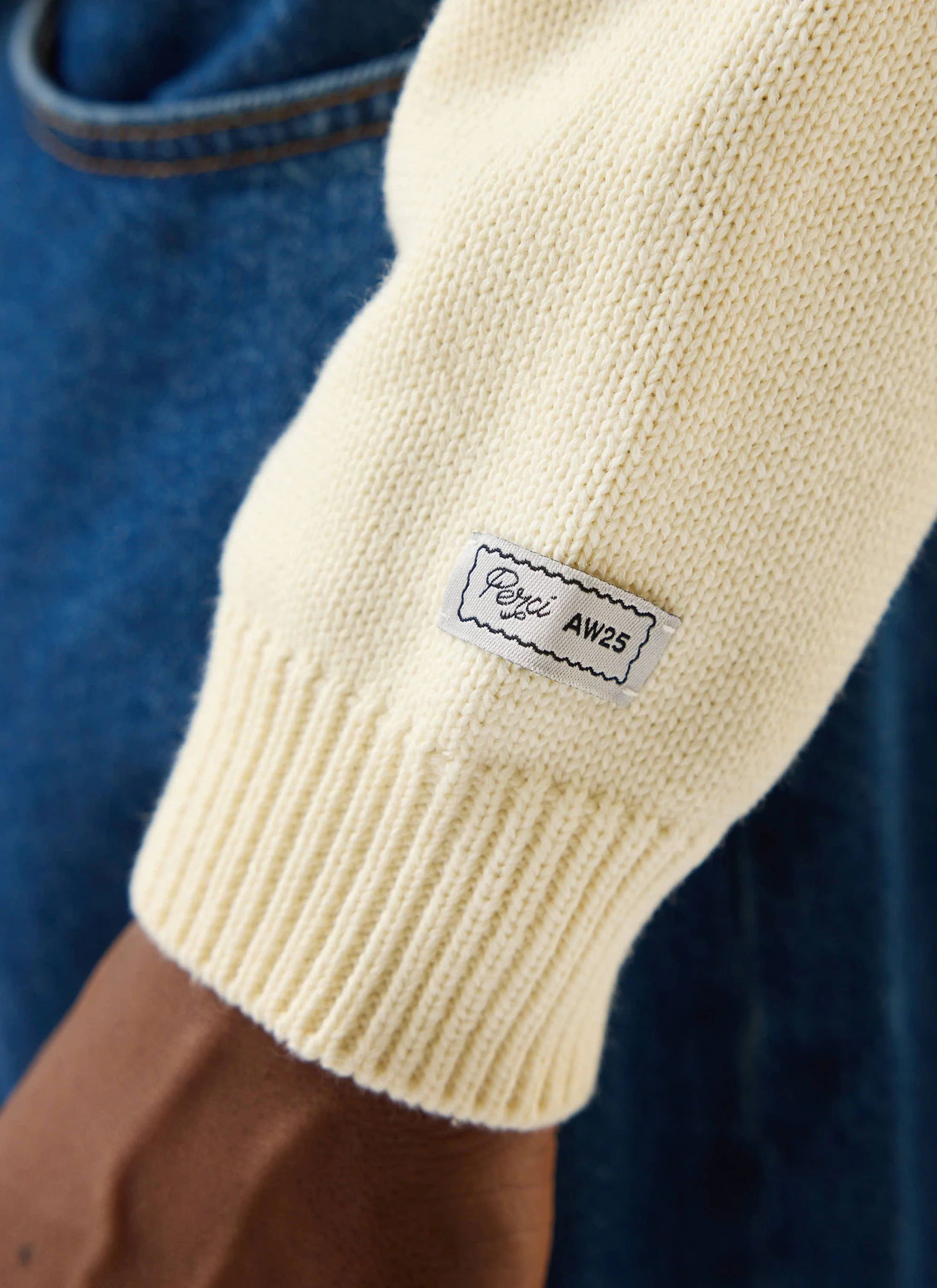 Public Library Knitted Crew Neck Jumper | Wool | Ecru Cream - Image 6