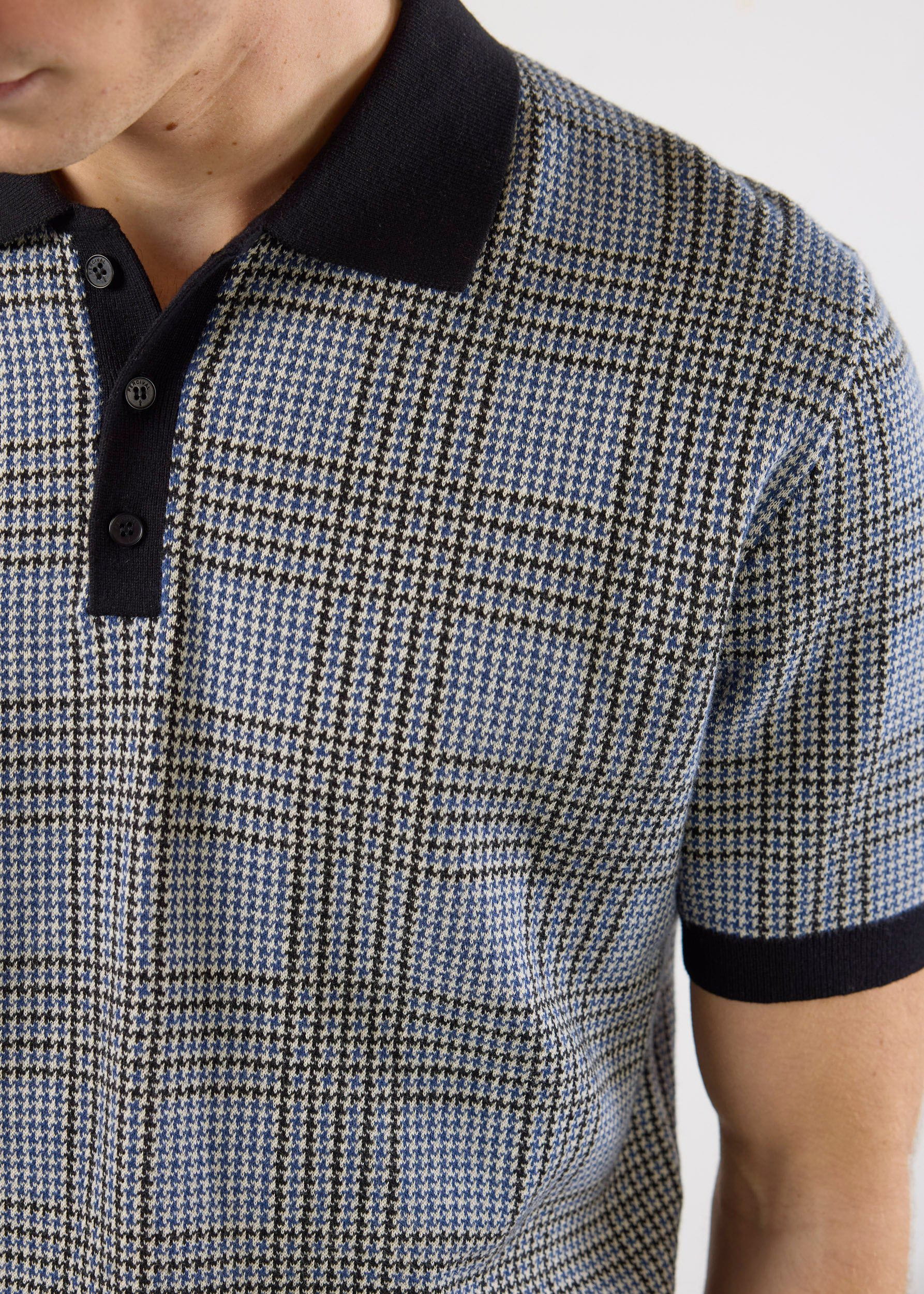Casa Martini Knitted Polo | Puppytooth Cotton | Navy - Image 6
