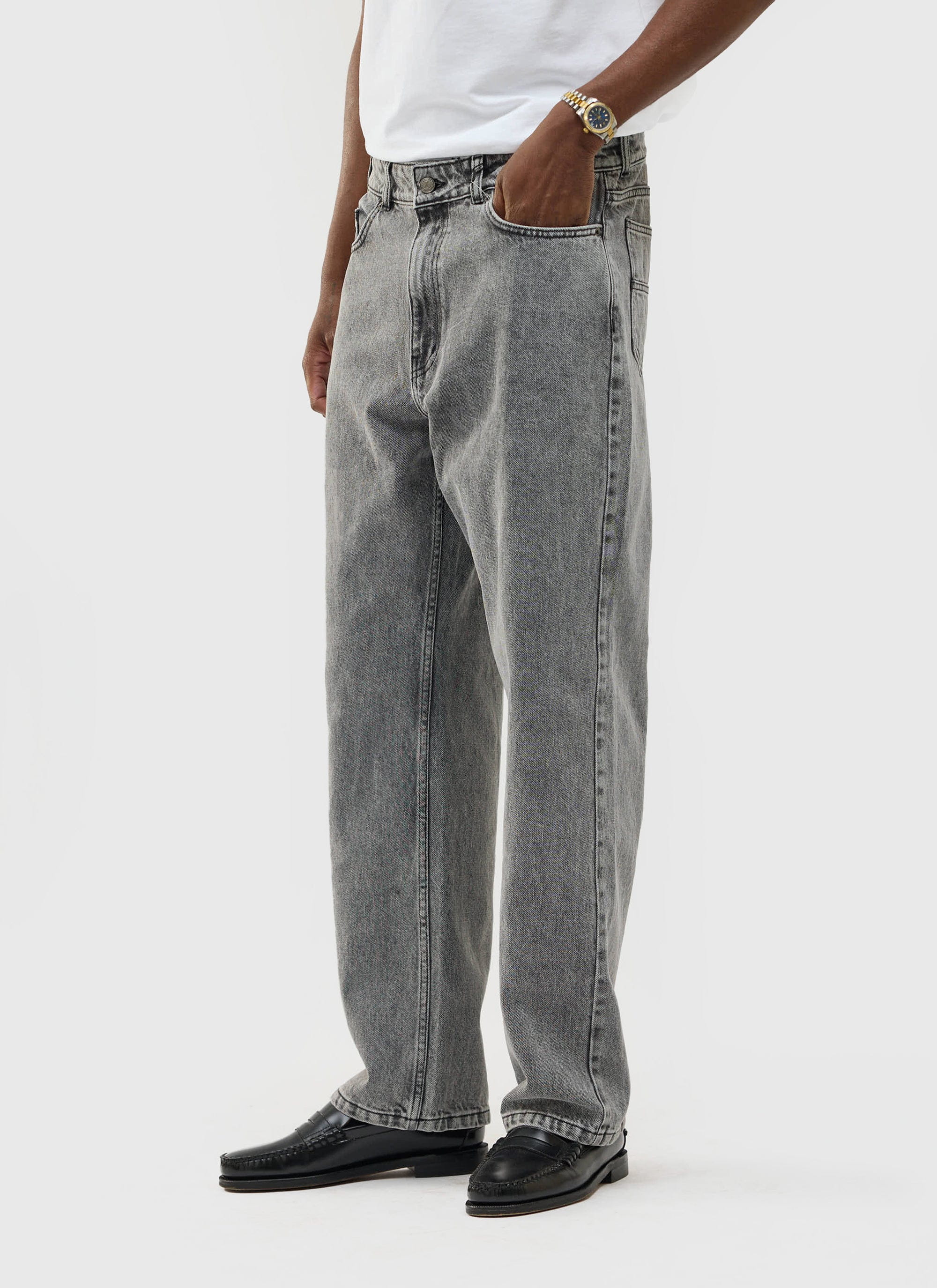 Wide Leg Denim Jeans | Warm Grey Wash - Image 4