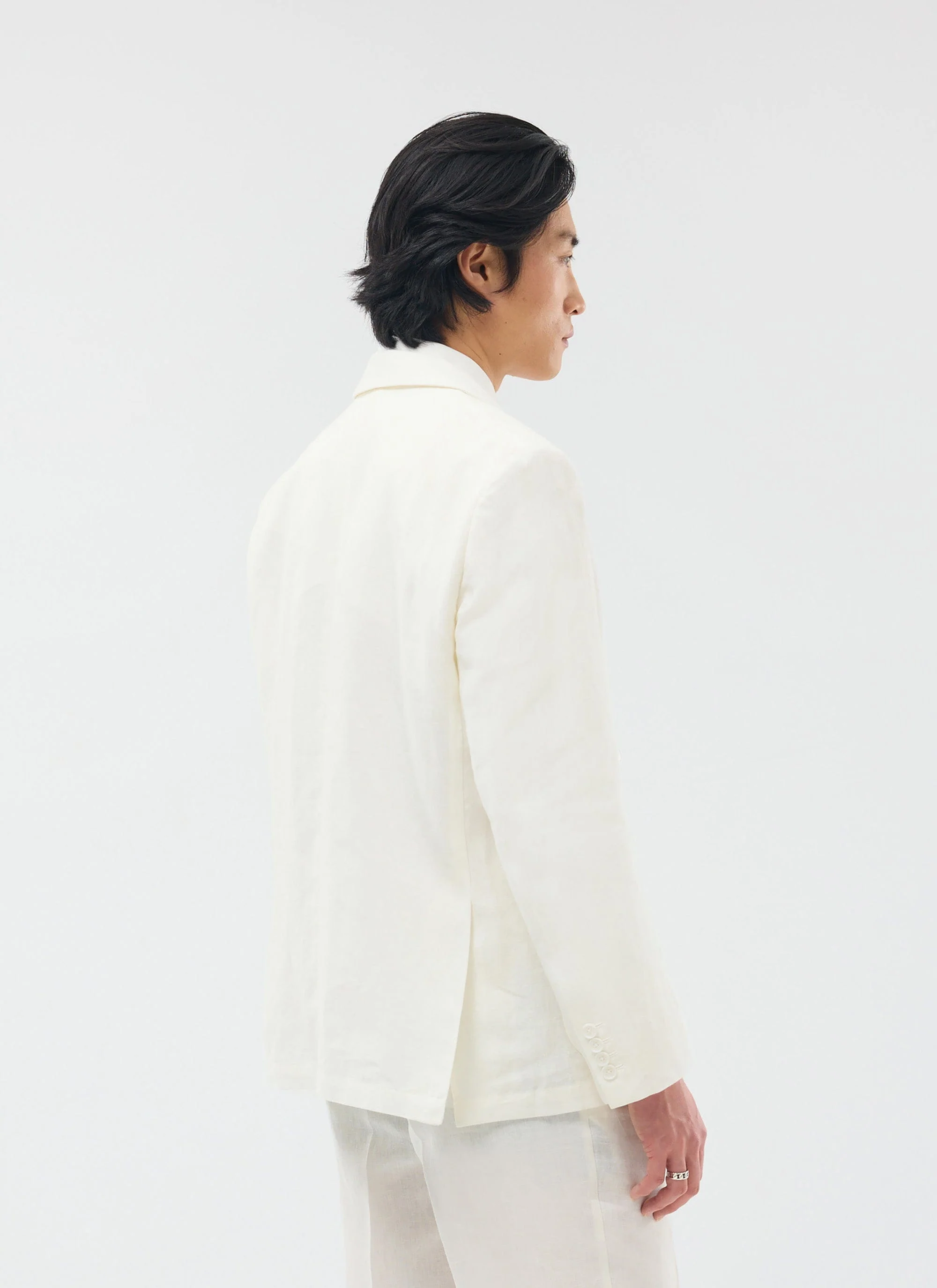Relaxed Tailored Linen Blazer | White - Image 7