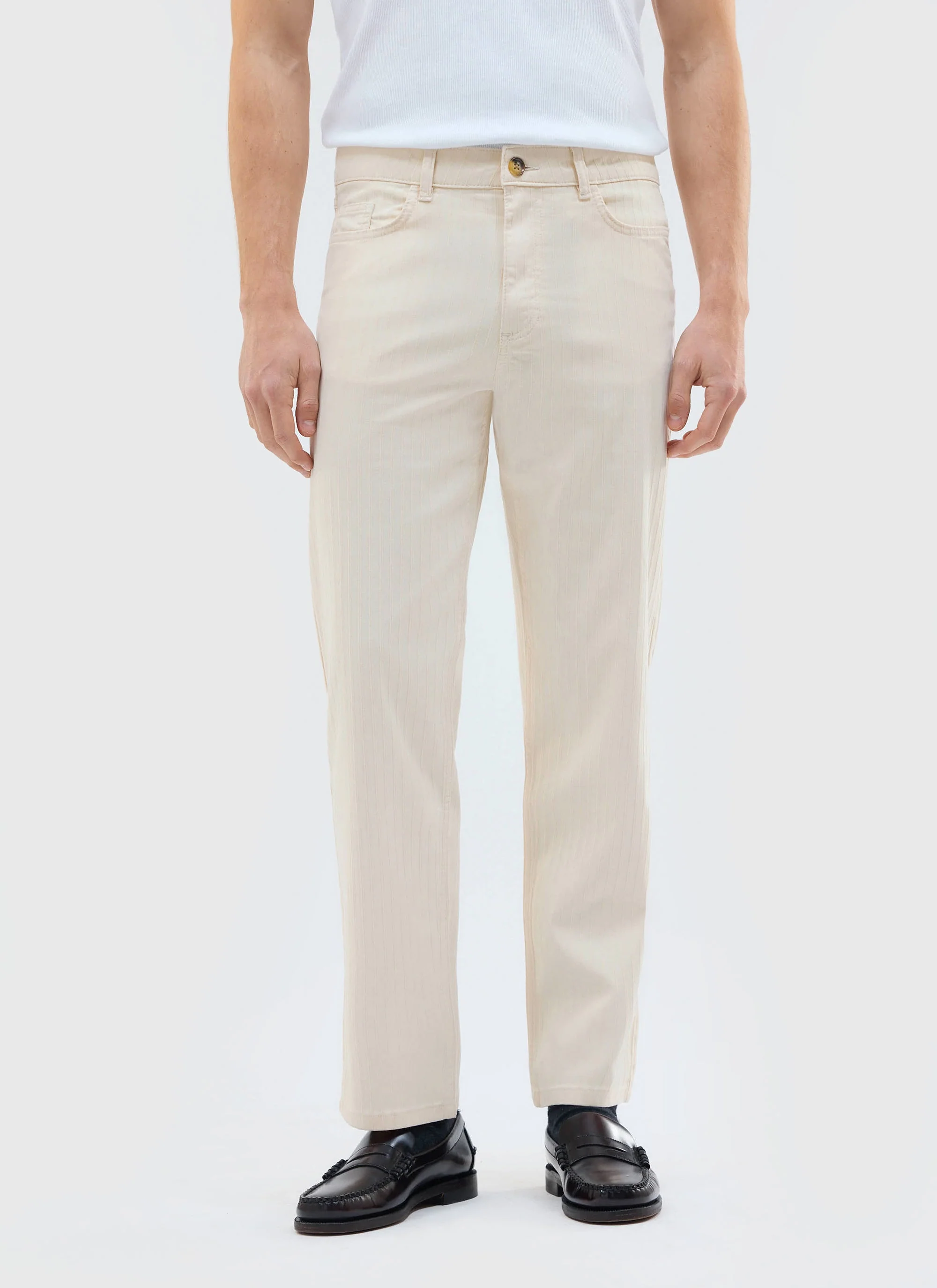 Rocco 5 Pocket Trousers | Cotton | Cream - Image 2