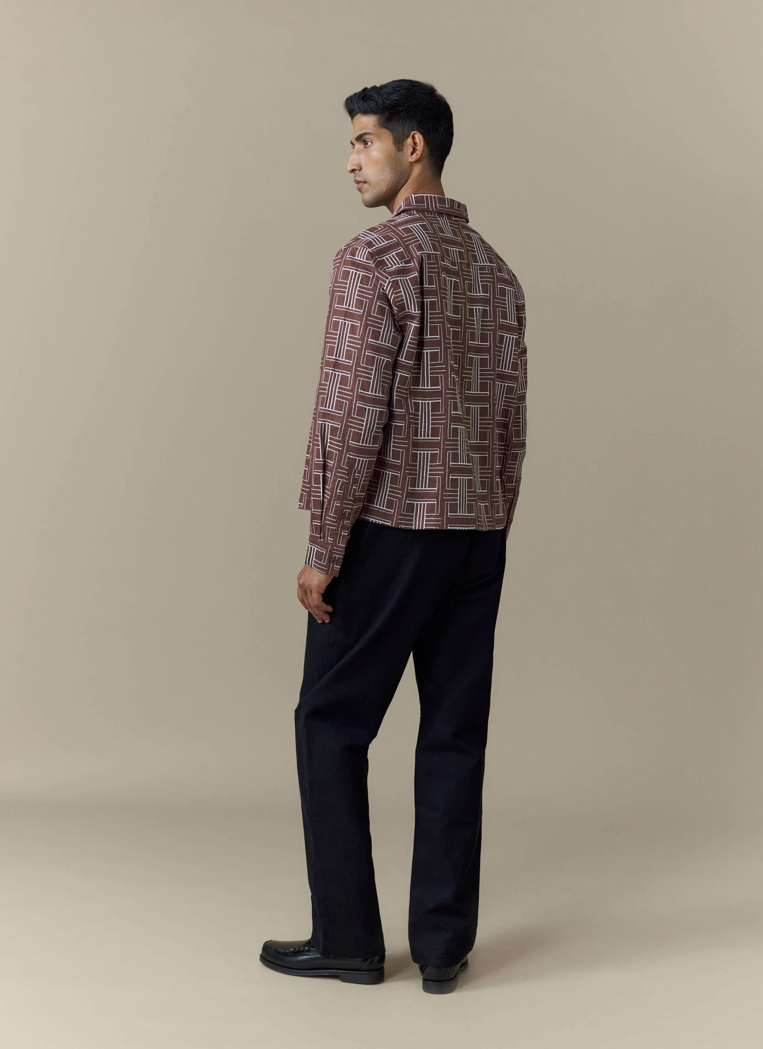 Sashiko Boxy Shirt | Brown - Image 3