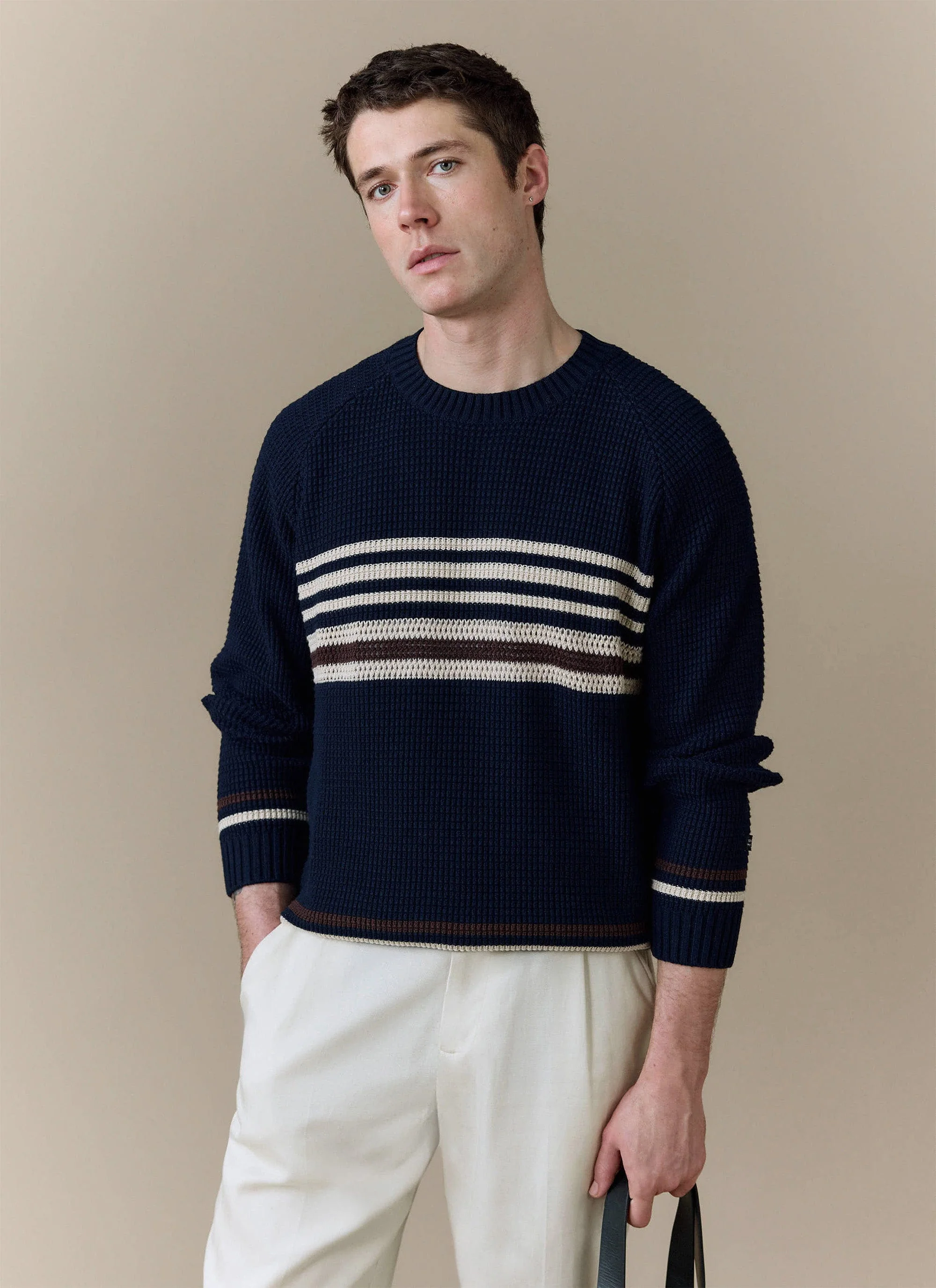 Sergio Crochet Jumper | Cotton | Navy