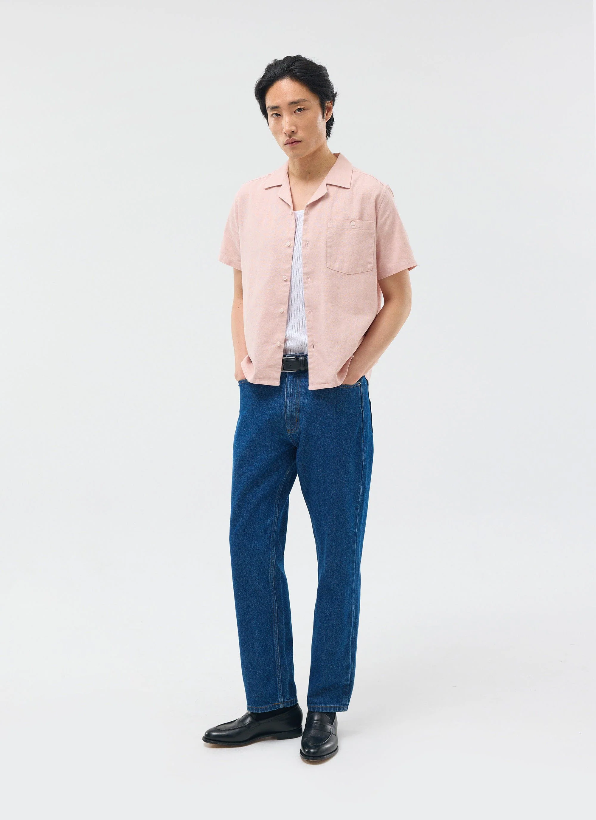 Short Sleeve Cuban Shirt | Linen | Dusty Pink - Image 6