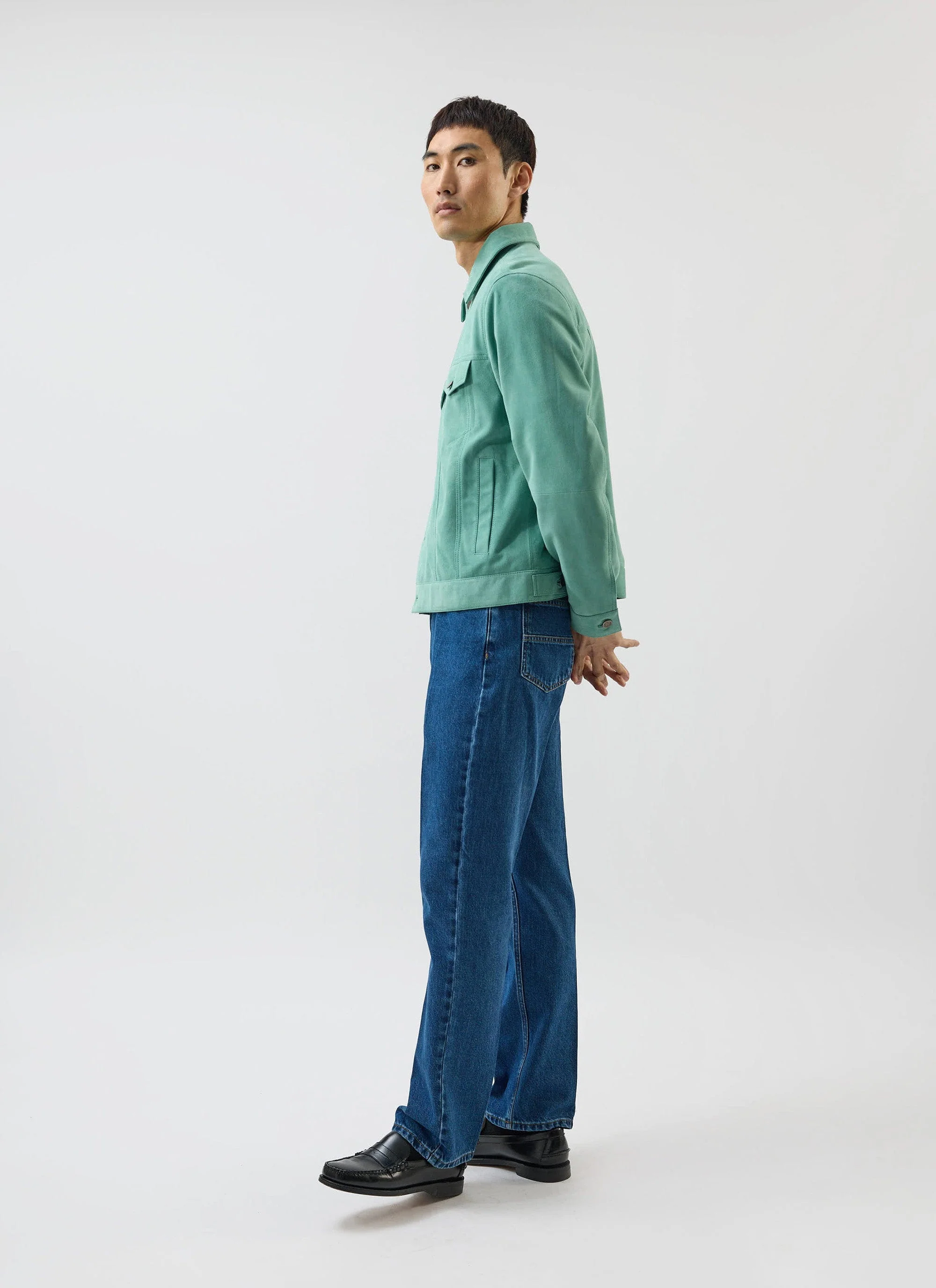 Suede Western Leather Jacket | Mint Green - Image 4