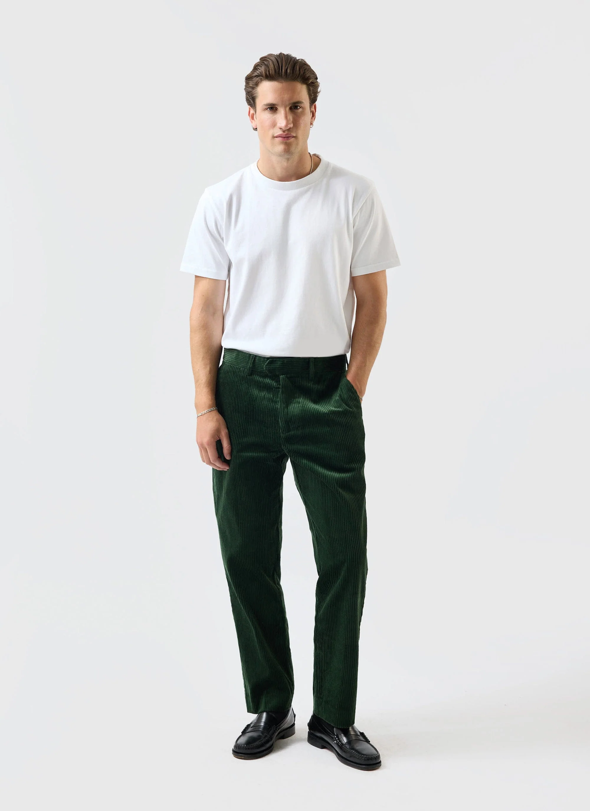 Tailored Chunky Cord Trousers | Forest - Image 2