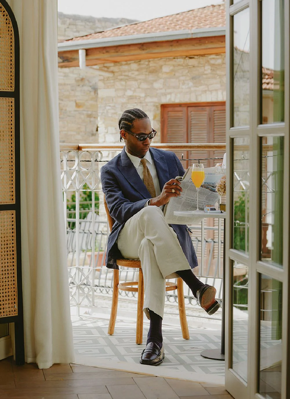 Tailored Double Breasted Blazer | Linen | Navy - Image 12