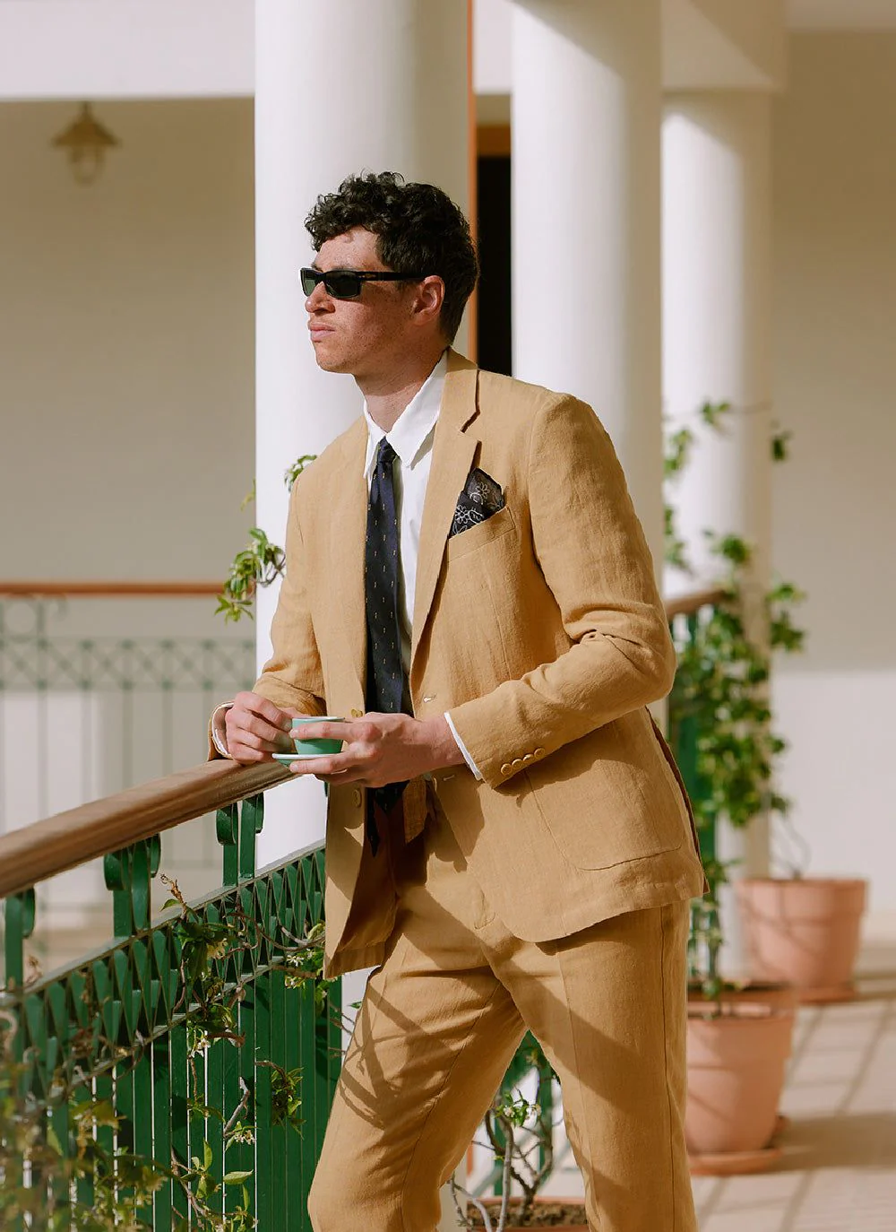 Tailored Linen Blazer | Camel - Image 3
