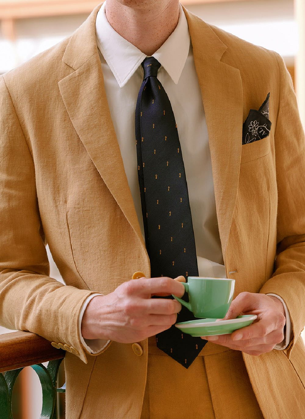 Tailored Linen Blazer | Camel - Image 4