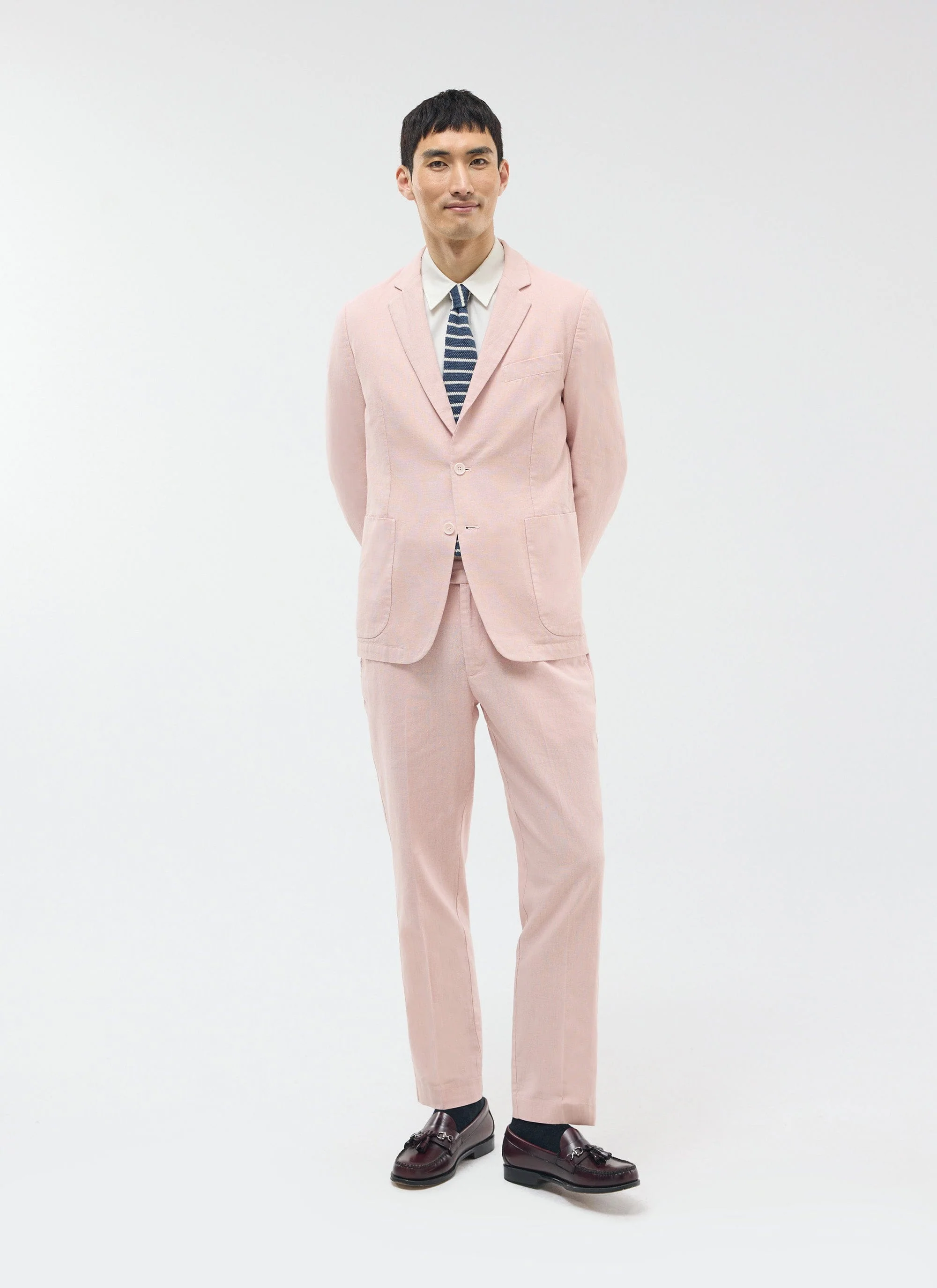 Tailored Linen Blazer | Dusty Pink