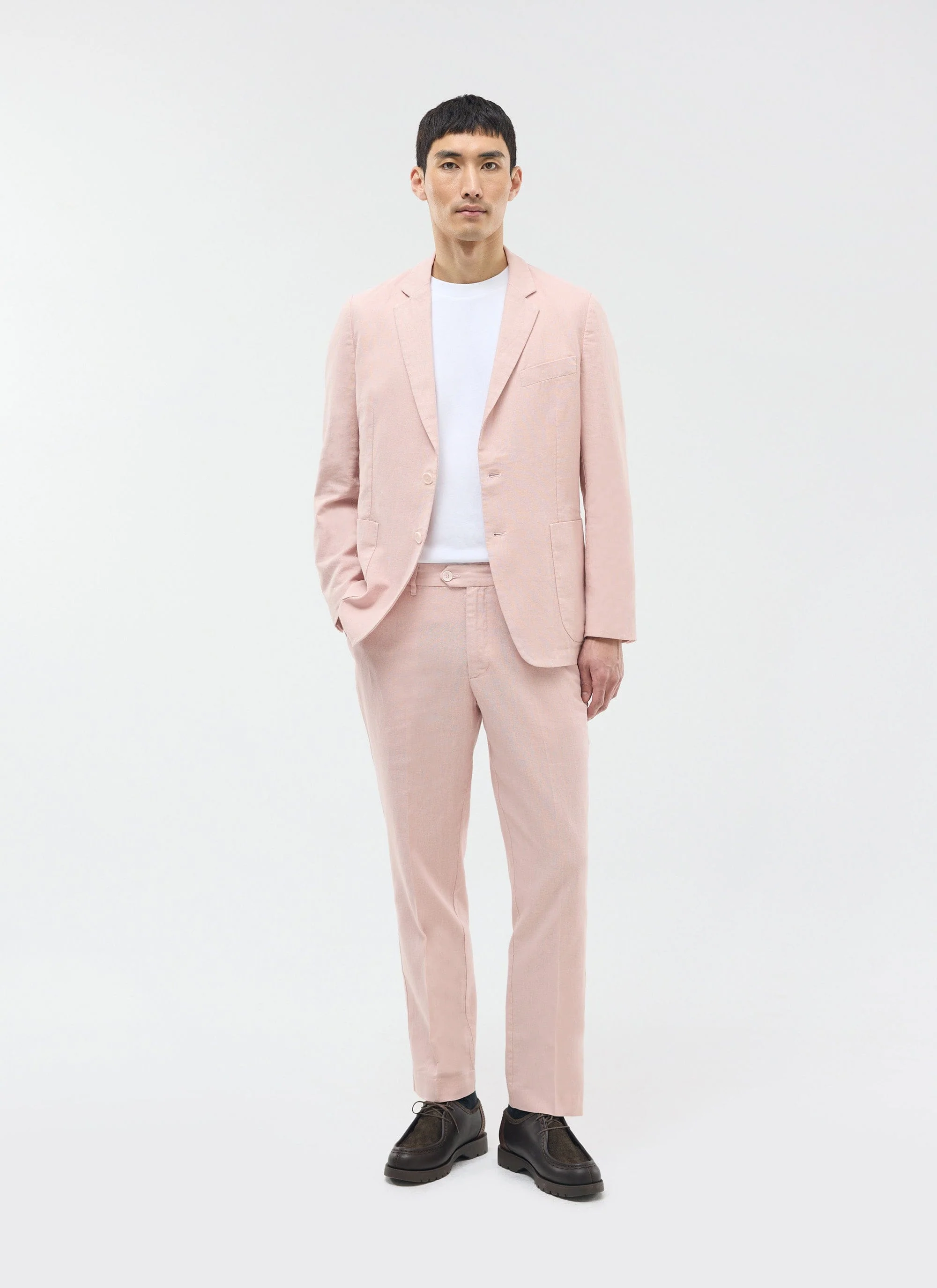 Tailored Linen Blazer | Dusty Pink - Image 3