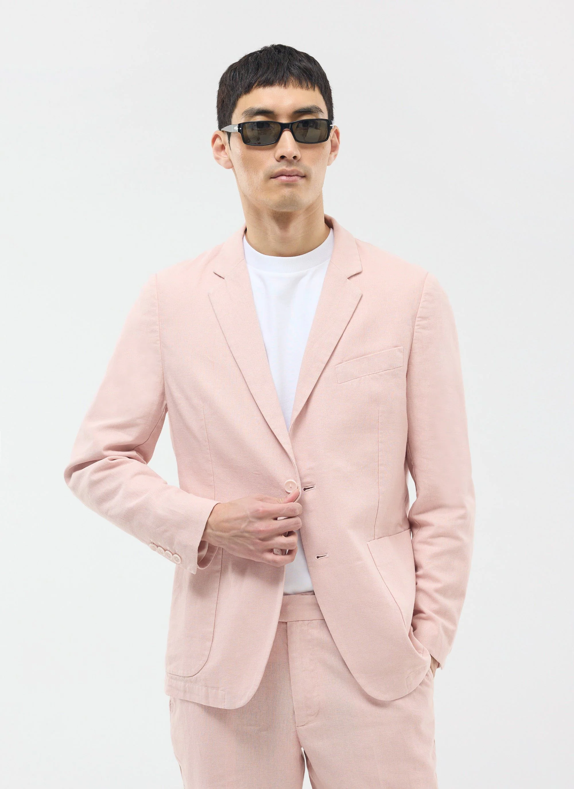 Tailored Linen Blazer | Dusty Pink - Image 5