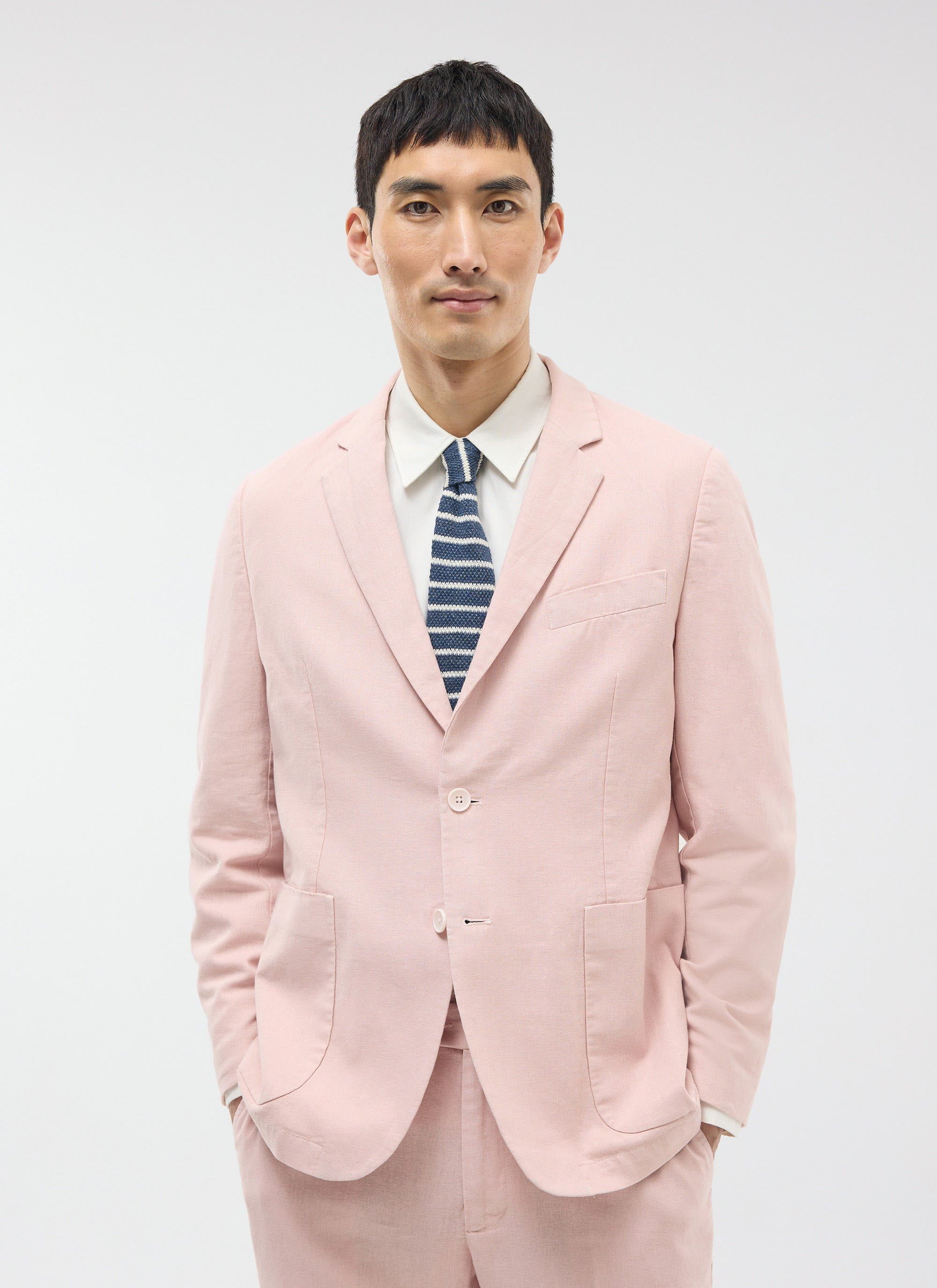 Tailored Linen Blazer | Dusty Pink - Image 9