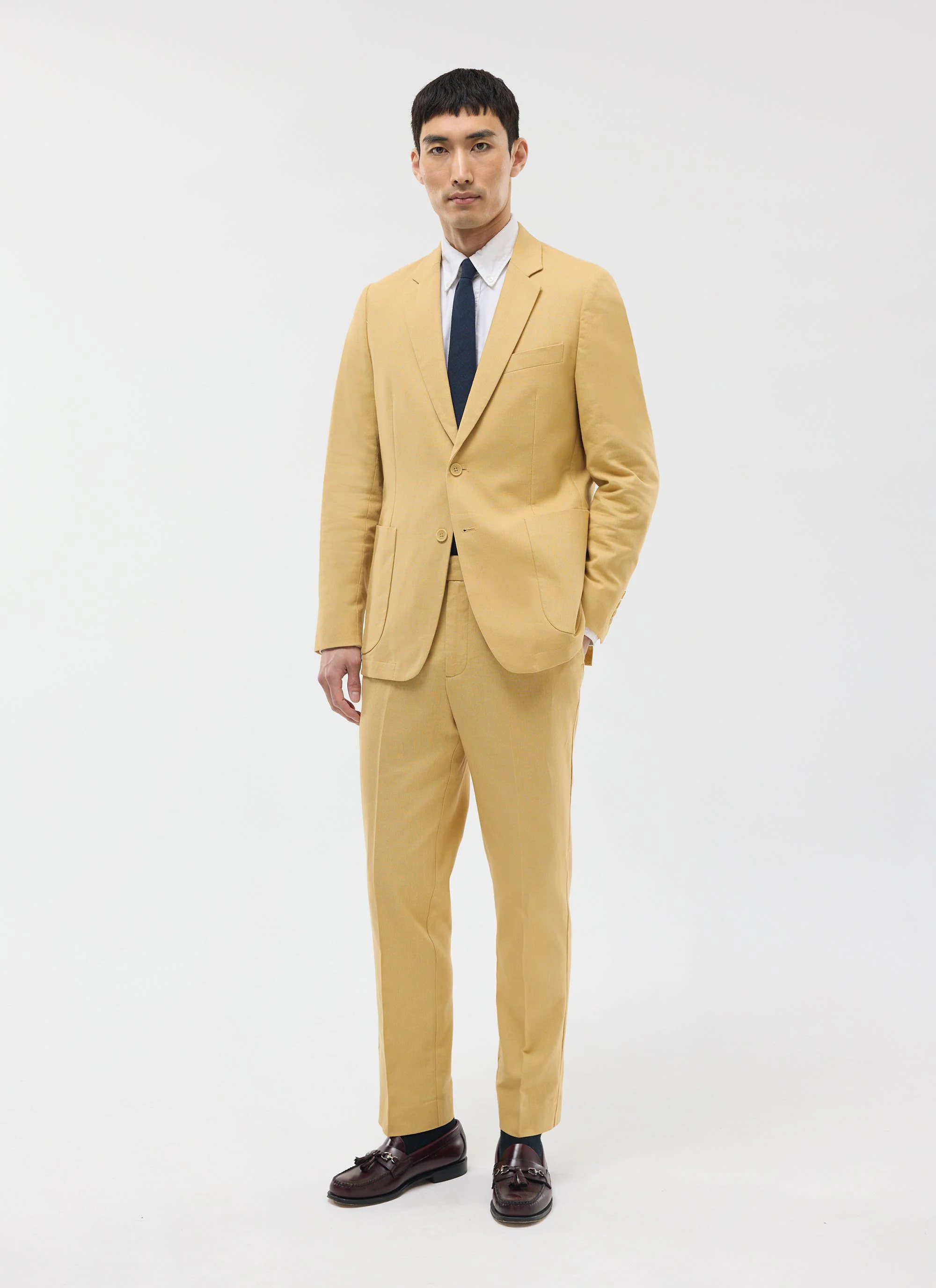 Tailored Linen Blazer | Tan